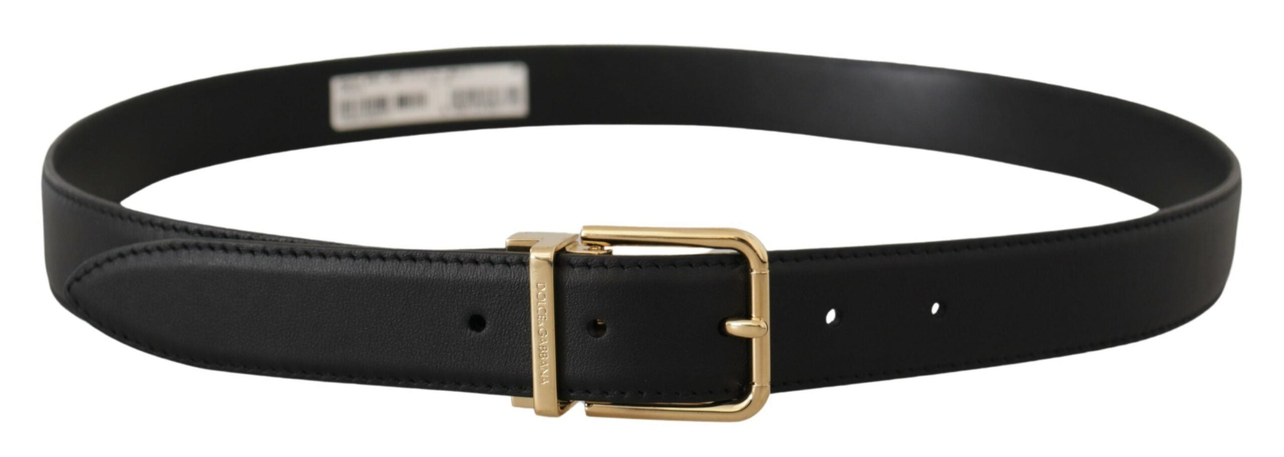 Dolce &amp; Gabbana Ceinture élégante en cuir noir avec boucle en métal