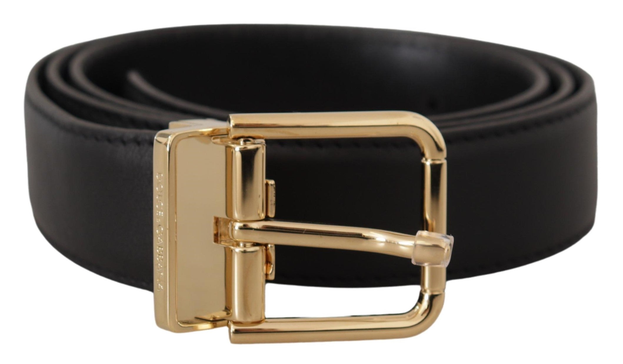 Dolce &amp; Gabbana Ceinture élégante en cuir noir avec boucle en métal