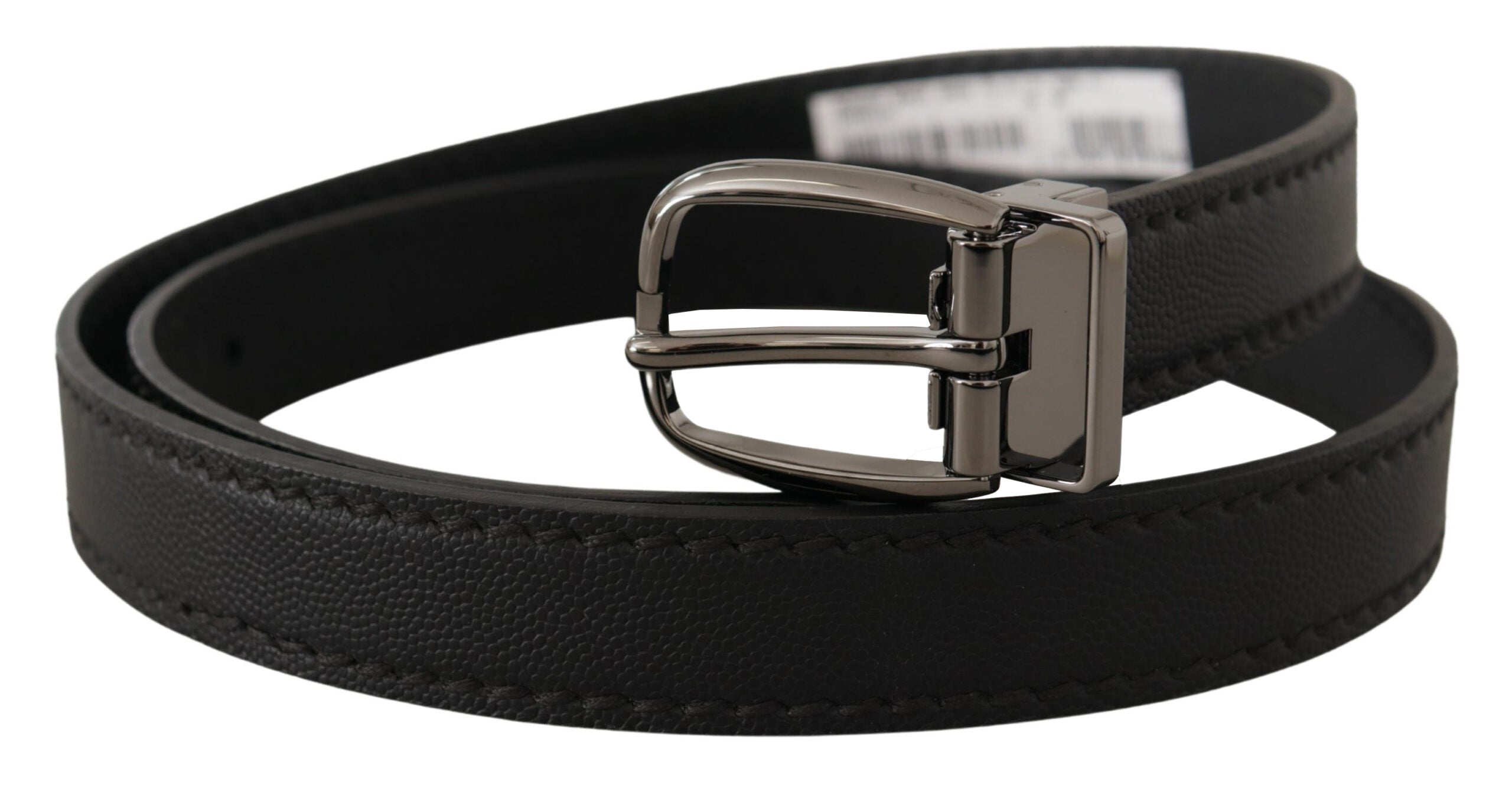 Dolce &amp; Gabbana Ceinture élégante en cuir noir avec boucle en métal