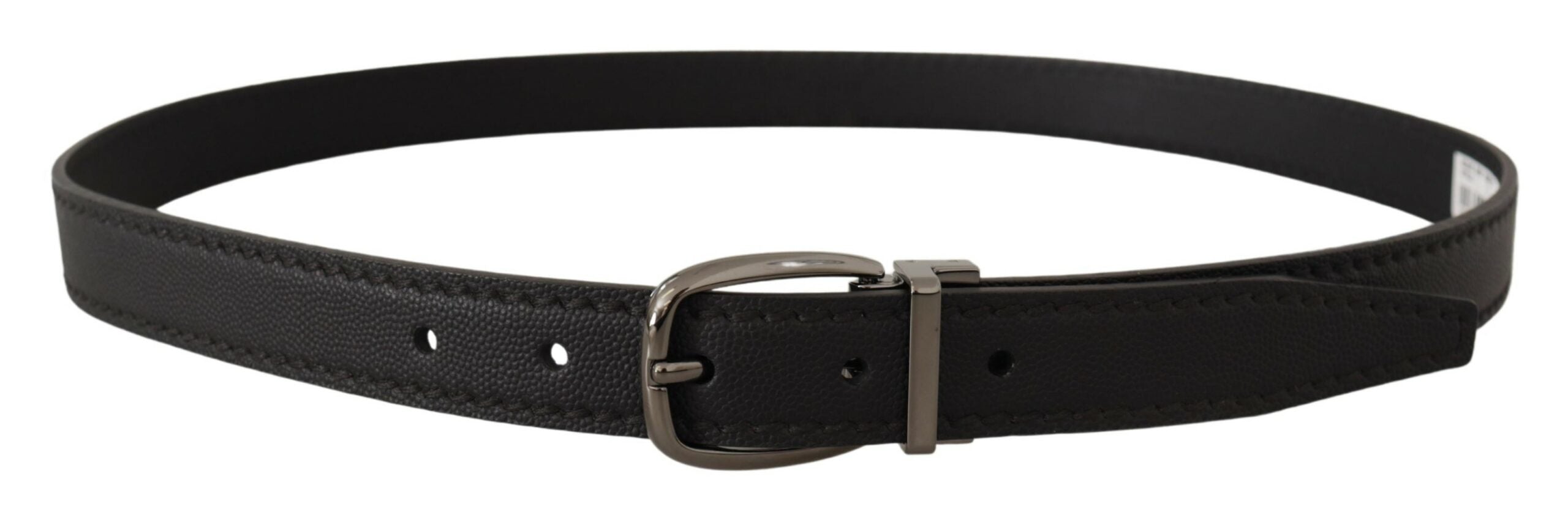 Dolce &amp; Gabbana Ceinture élégante en cuir noir avec boucle en métal