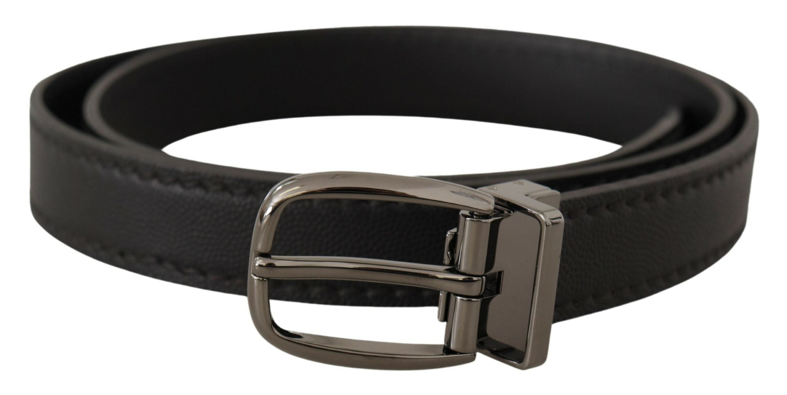 Dolce &amp; Gabbana Ceinture élégante en cuir noir avec boucle en métal