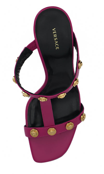 Versace élégantes sandales hautes en cuir de veau violet