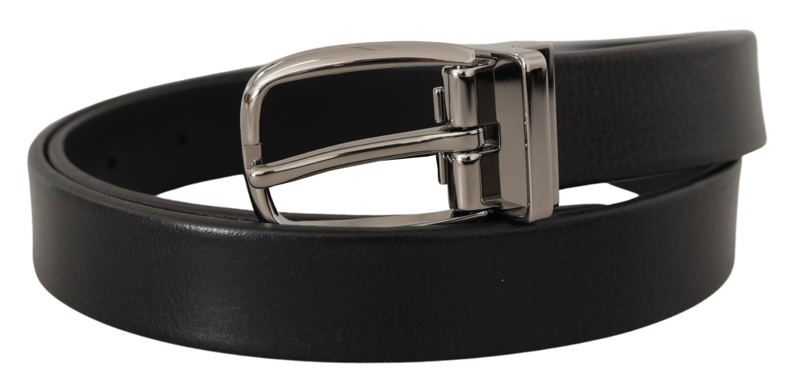 Dolce &amp; Gabbana Ceinture élégante en cuir noir avec boucle en métal