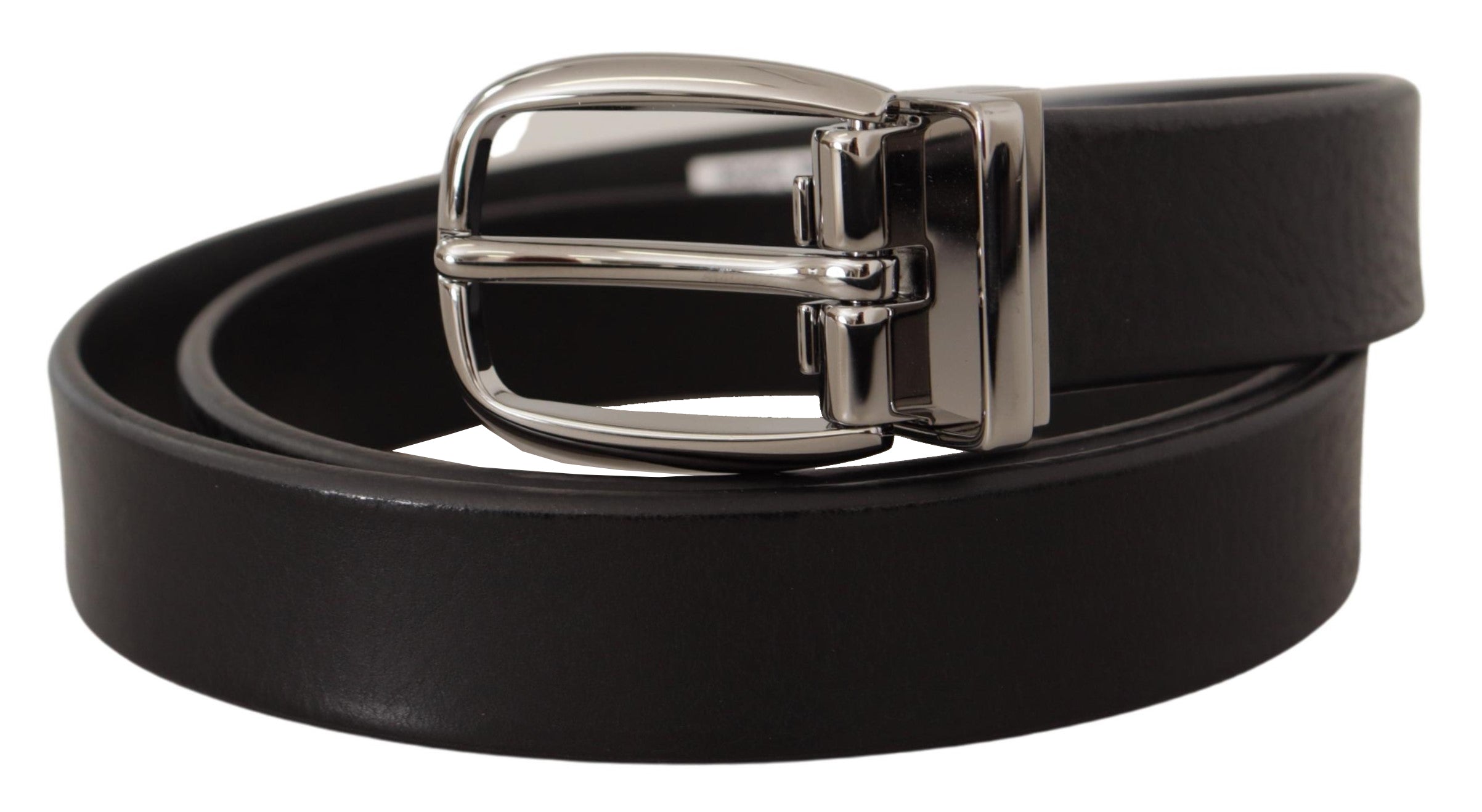 Dolce &amp; Gabbana Ceinture élégante en cuir noir avec boucle en métal