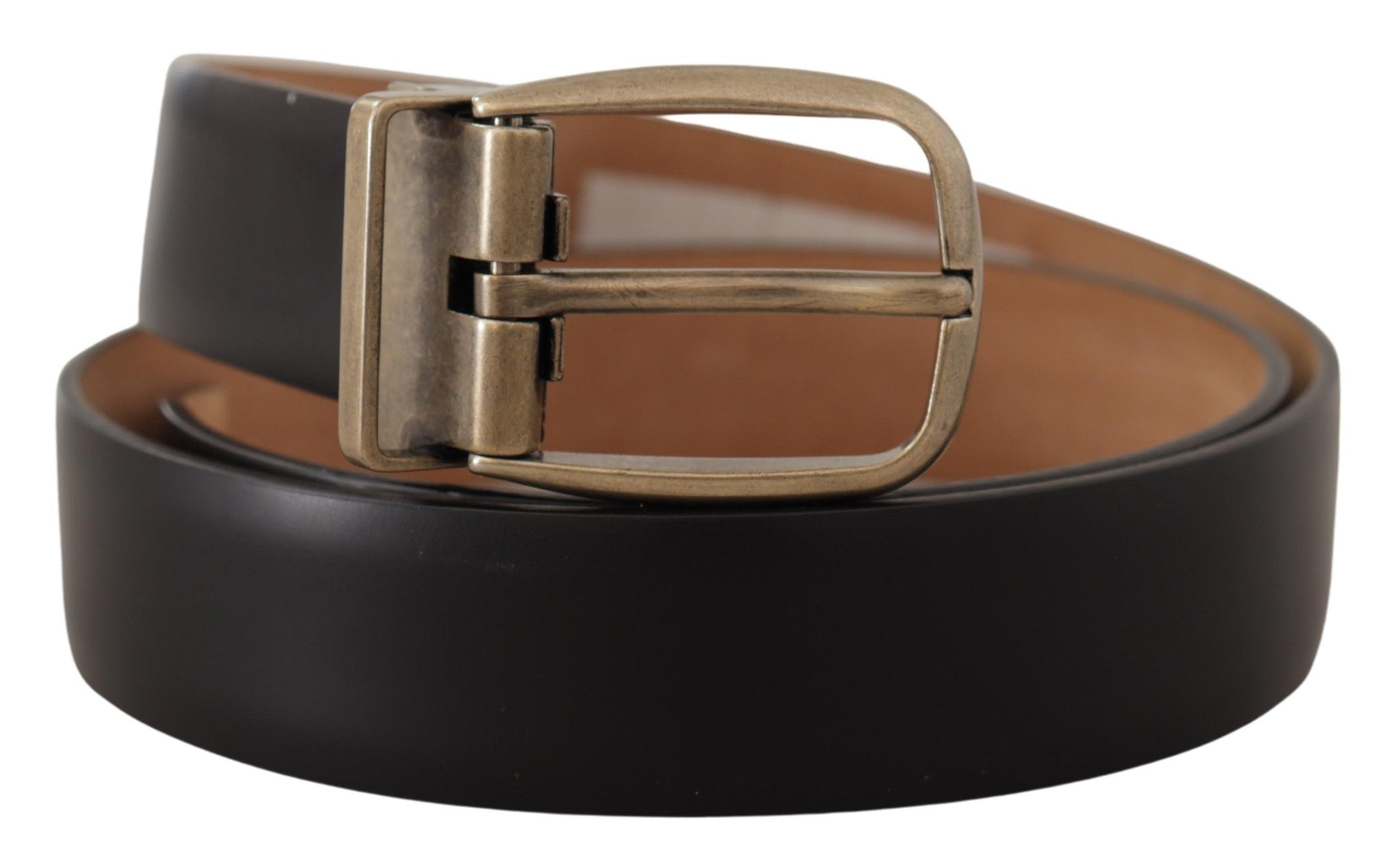 Dolce &amp; Gabbana Ceinture élégante en cuir noir avec boucle en métal