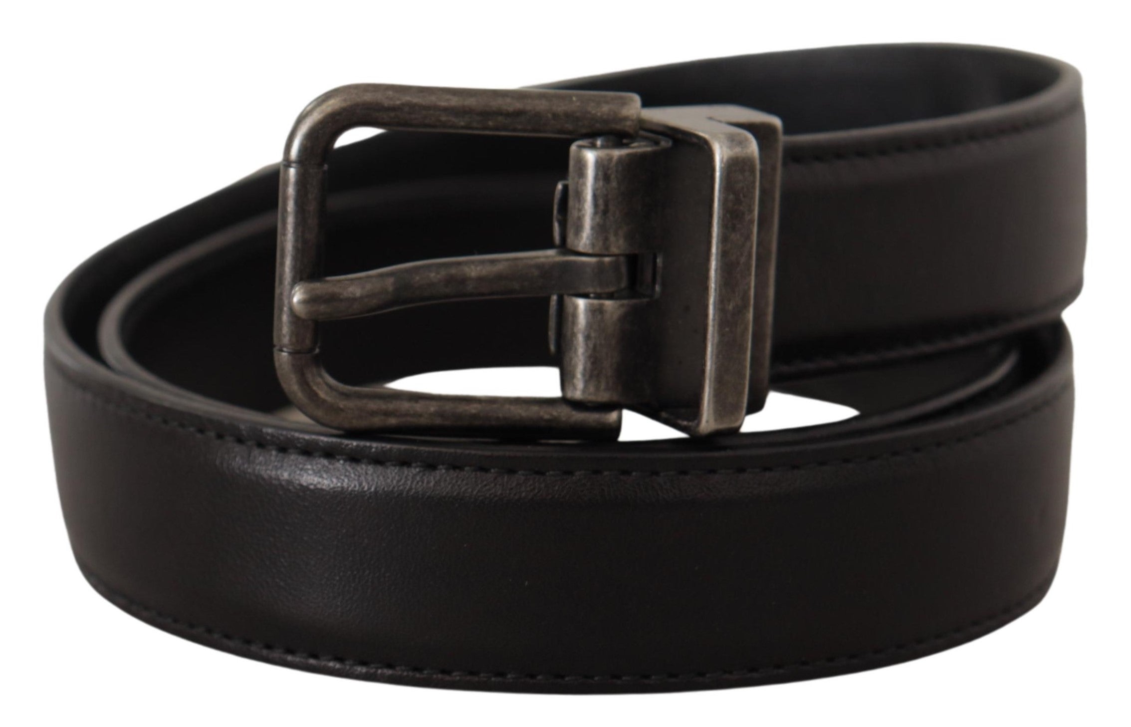 Dolce &amp; Gabbana Ceinture élégante en cuir noir avec boucle en métal