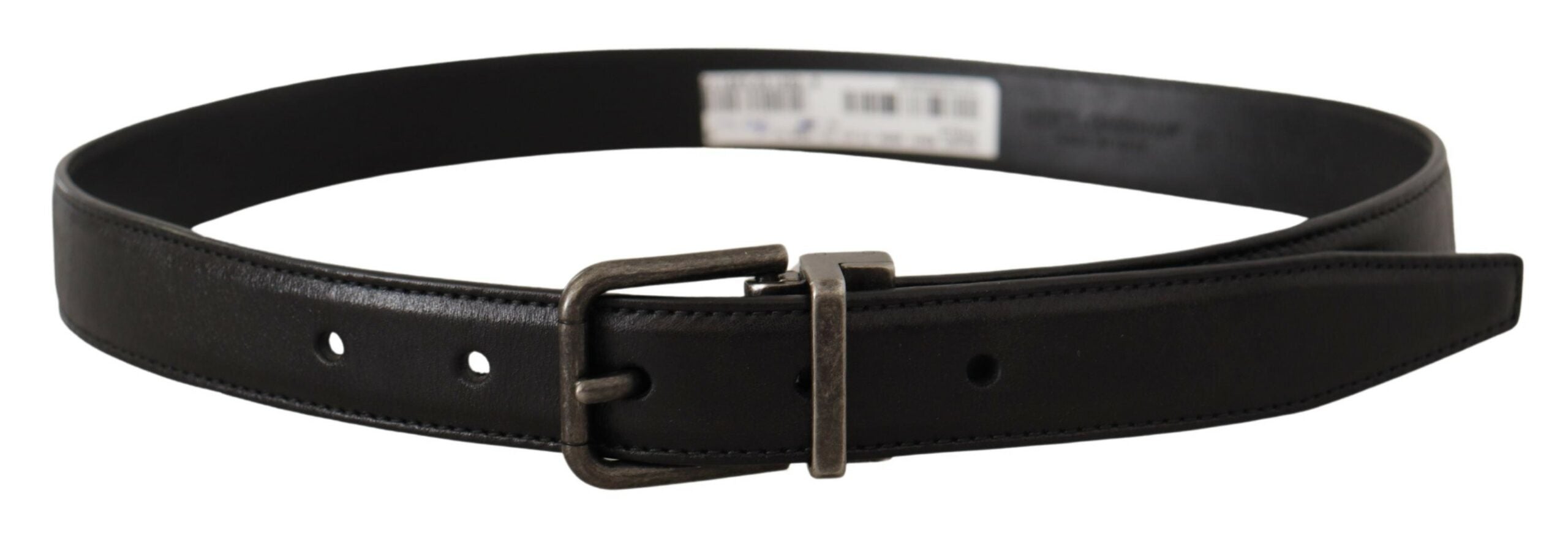 Dolce &amp; Gabbana Ceinture élégante en cuir noir avec boucle en métal