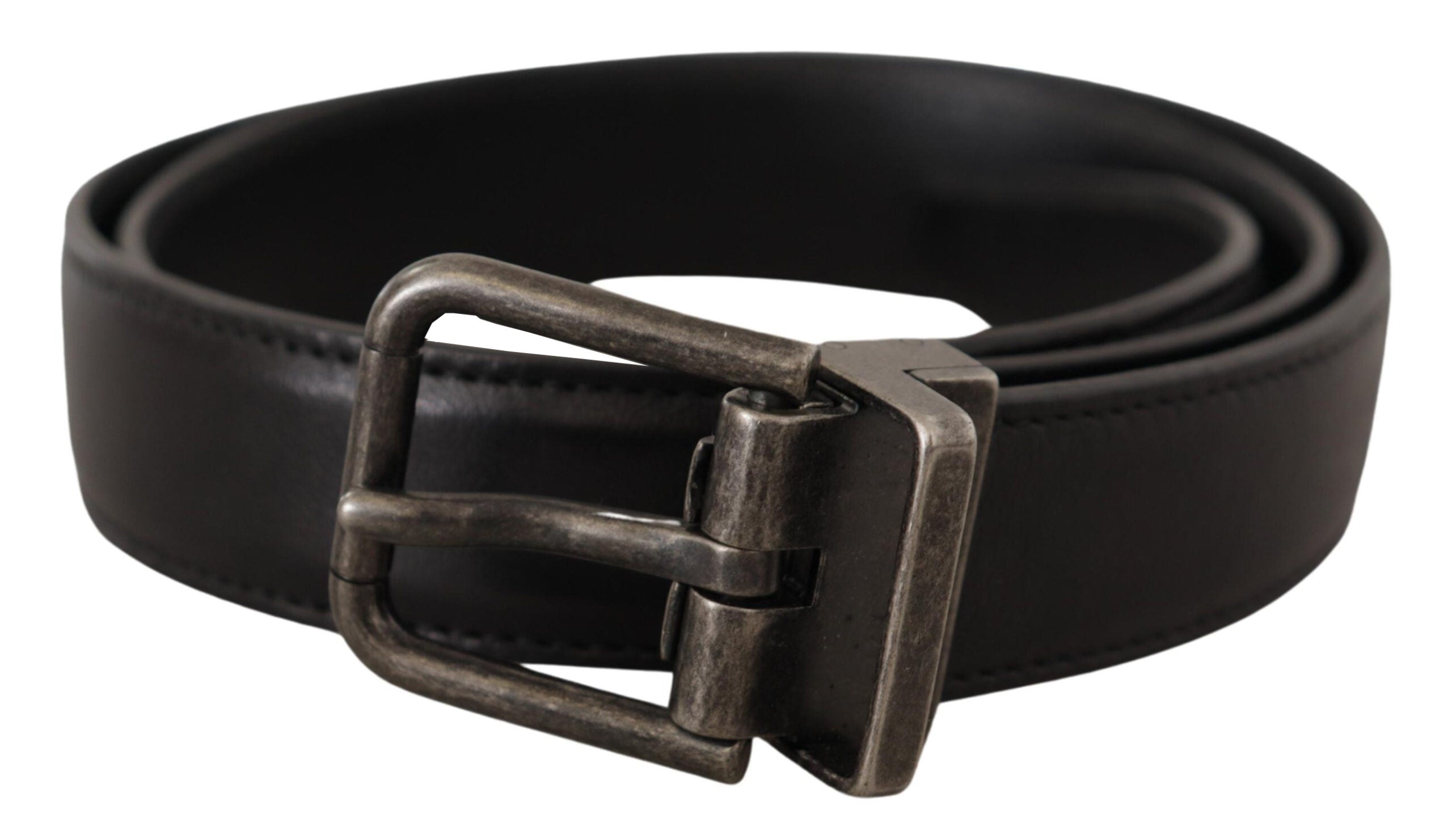 Dolce &amp; Gabbana Ceinture élégante en cuir noir avec boucle en métal