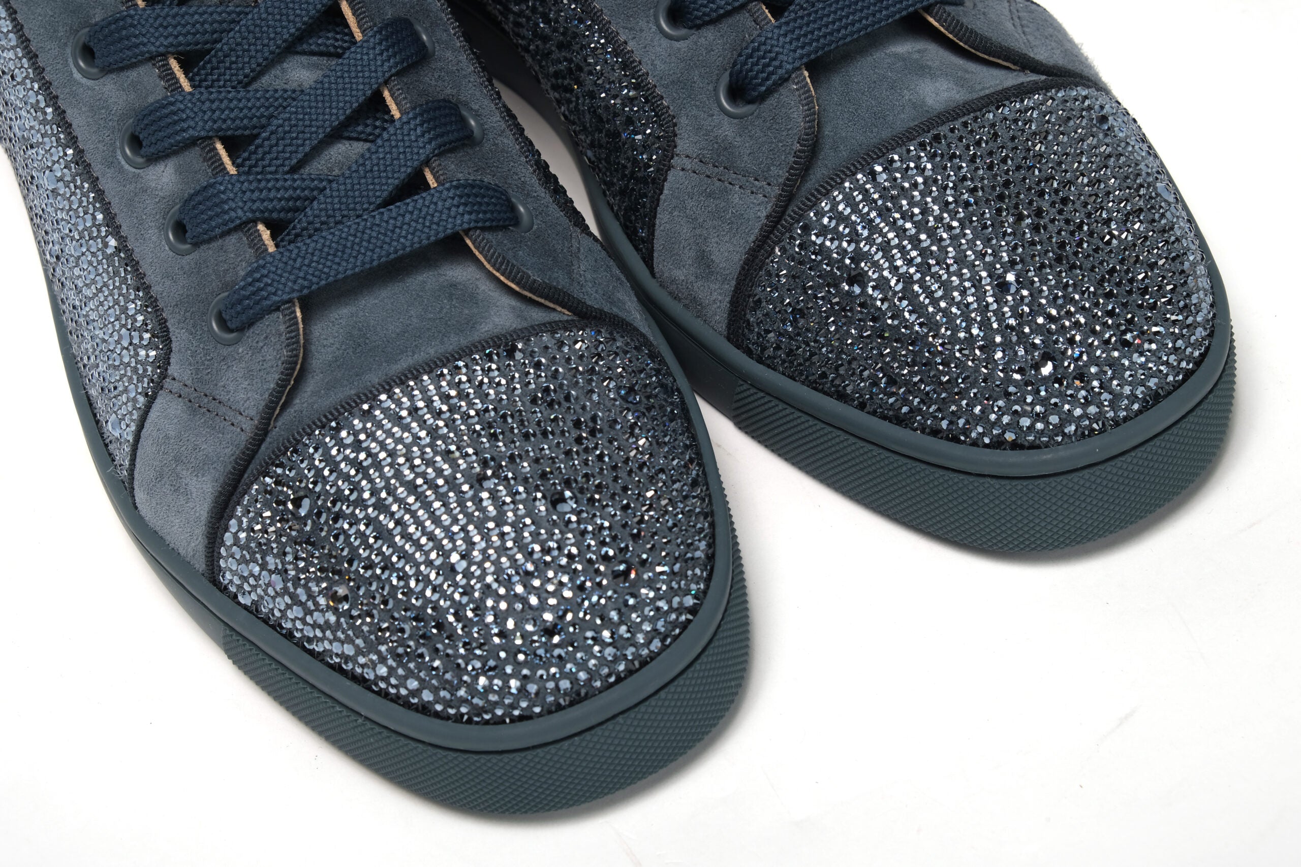 Christian Louboutin Blue Louis Junior Spikes Sneaker Shoes