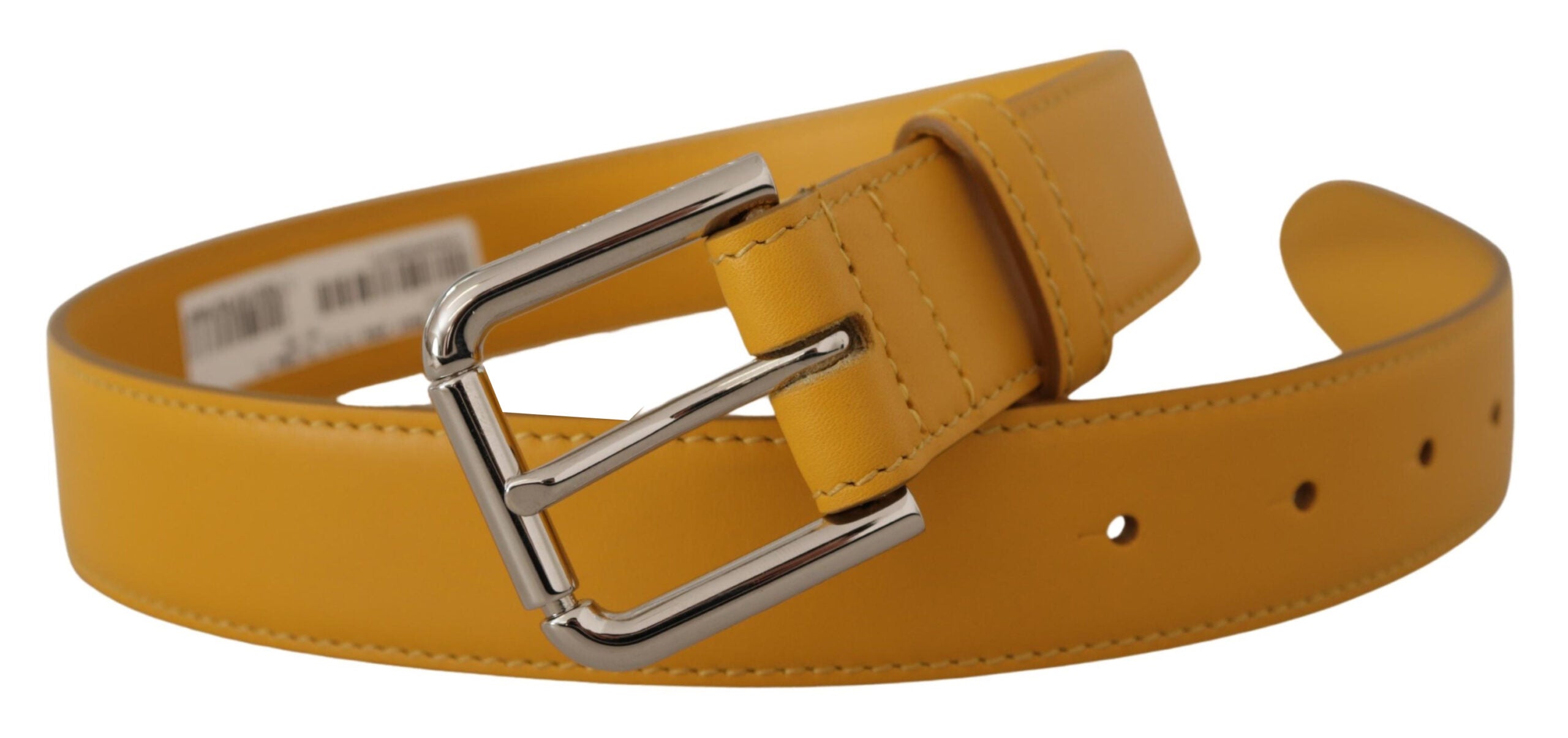 Dolce &amp; Gabbana Ceinture en cuir élégante en jaune soleil