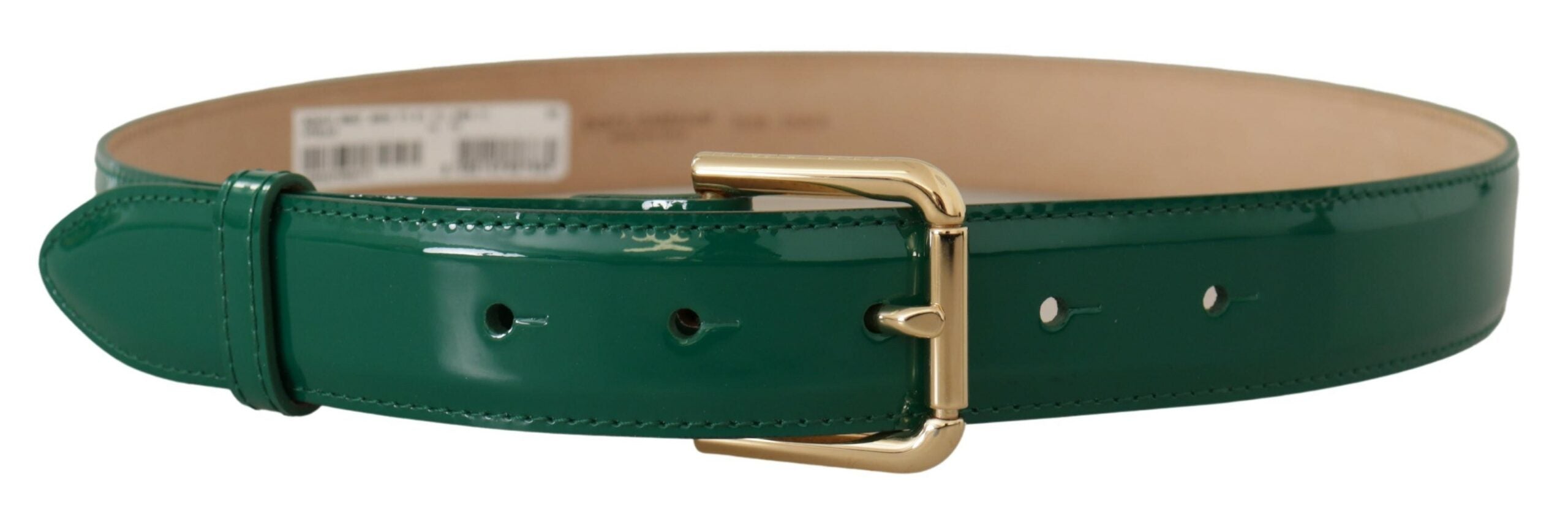 Dolce &amp; Gabbana Ceinture élégante en cuir vert avec boucle dorée