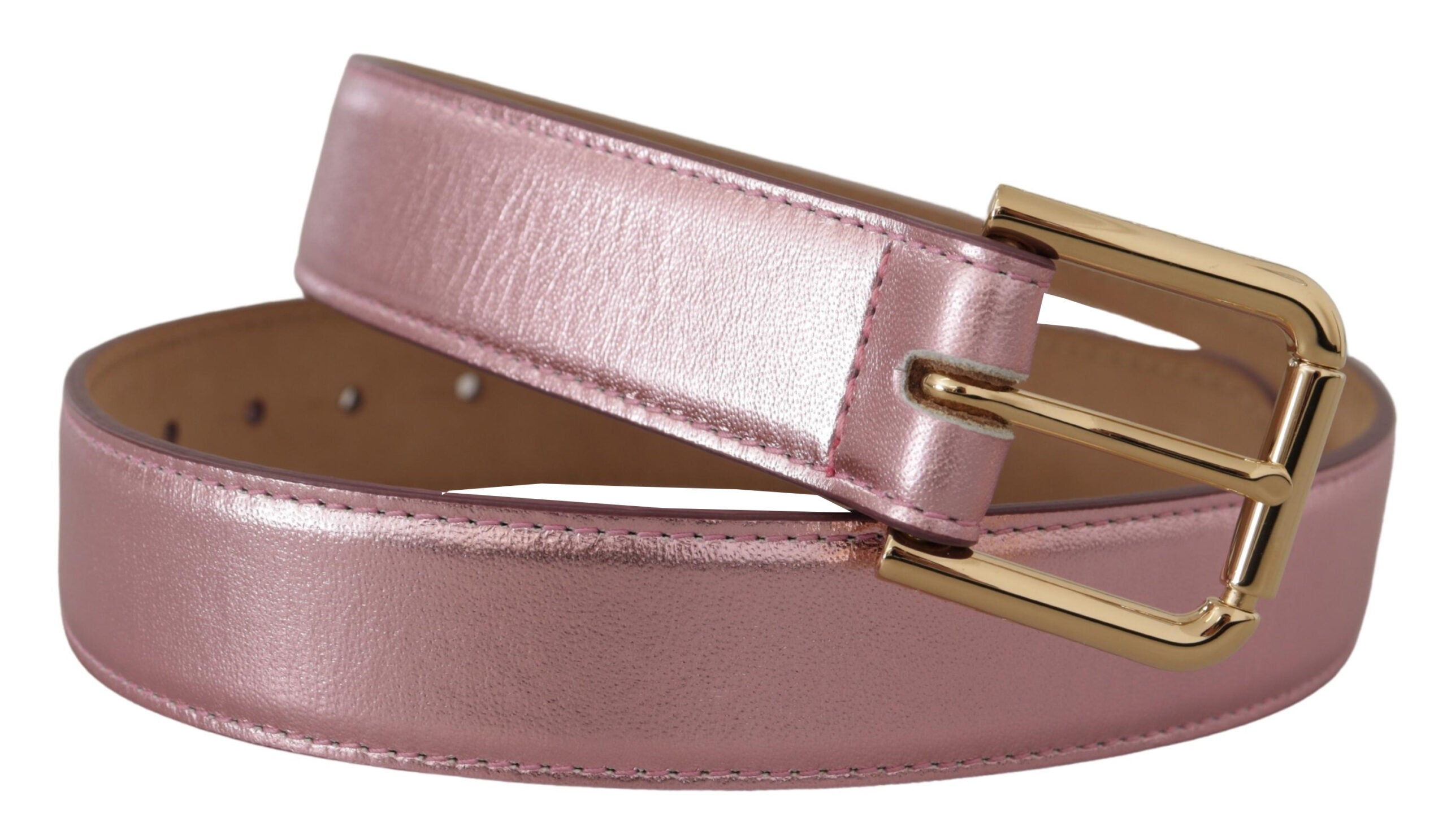 Dolce &amp; Gabbana Ceinture élégante en cuir rose métallisé