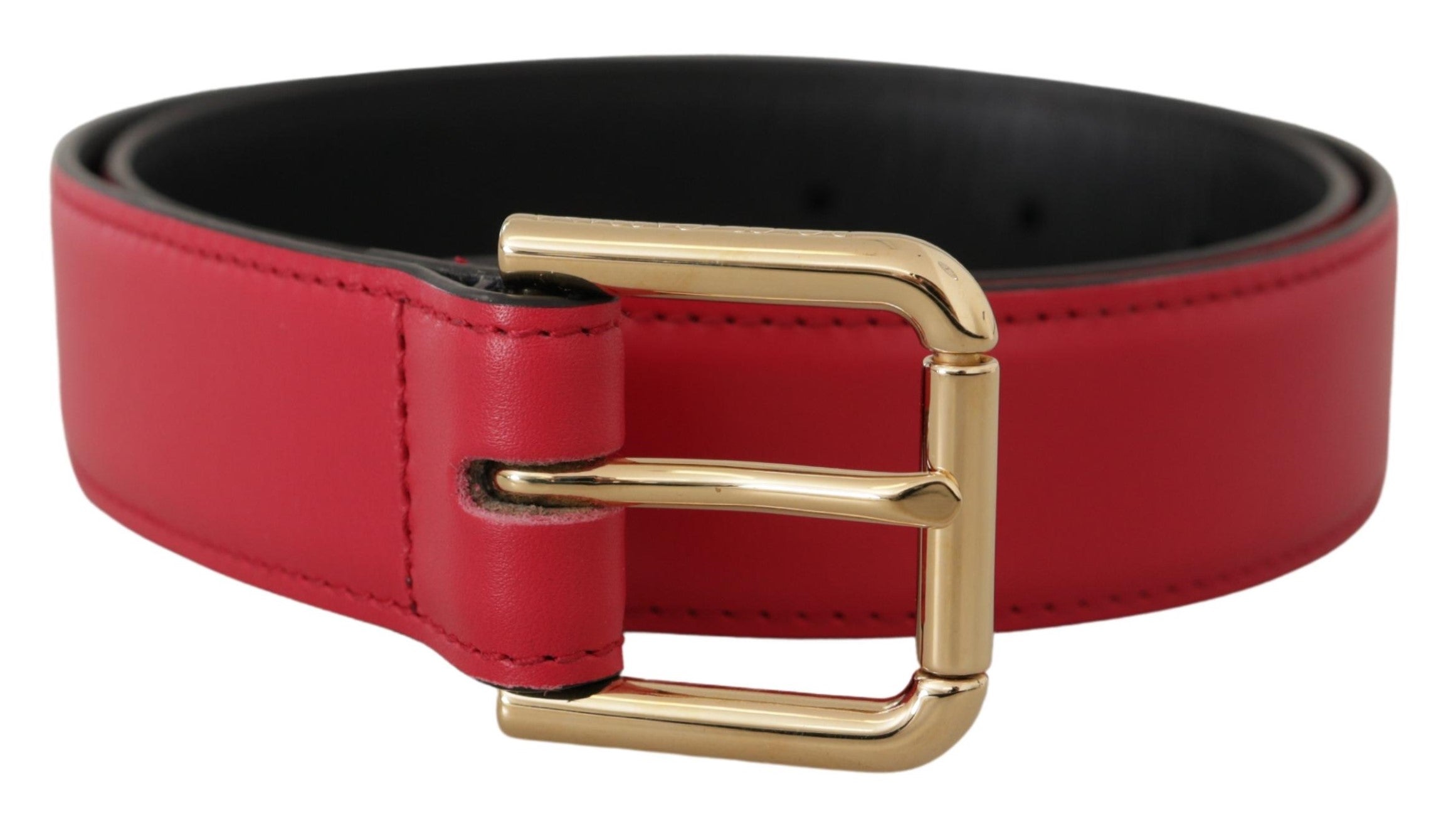 Dolce &amp; Gabbana Ceinture élégante en cuir rouge avec boucle dorée