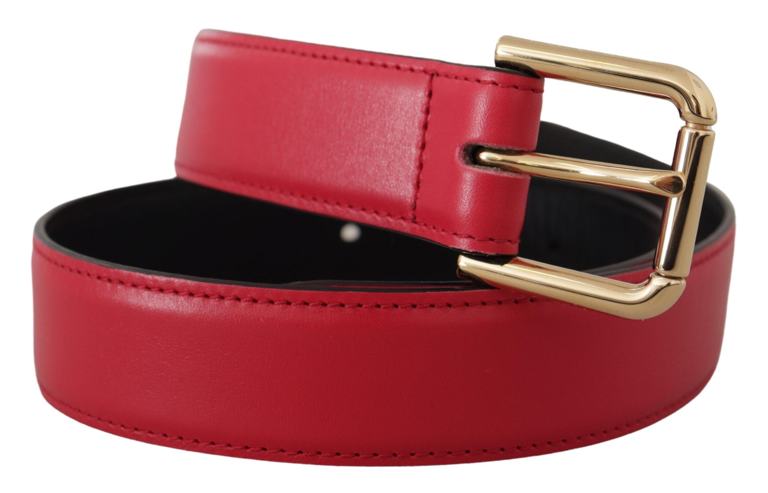 Dolce &amp; Gabbana Ceinture élégante en cuir rouge avec boucle dorée