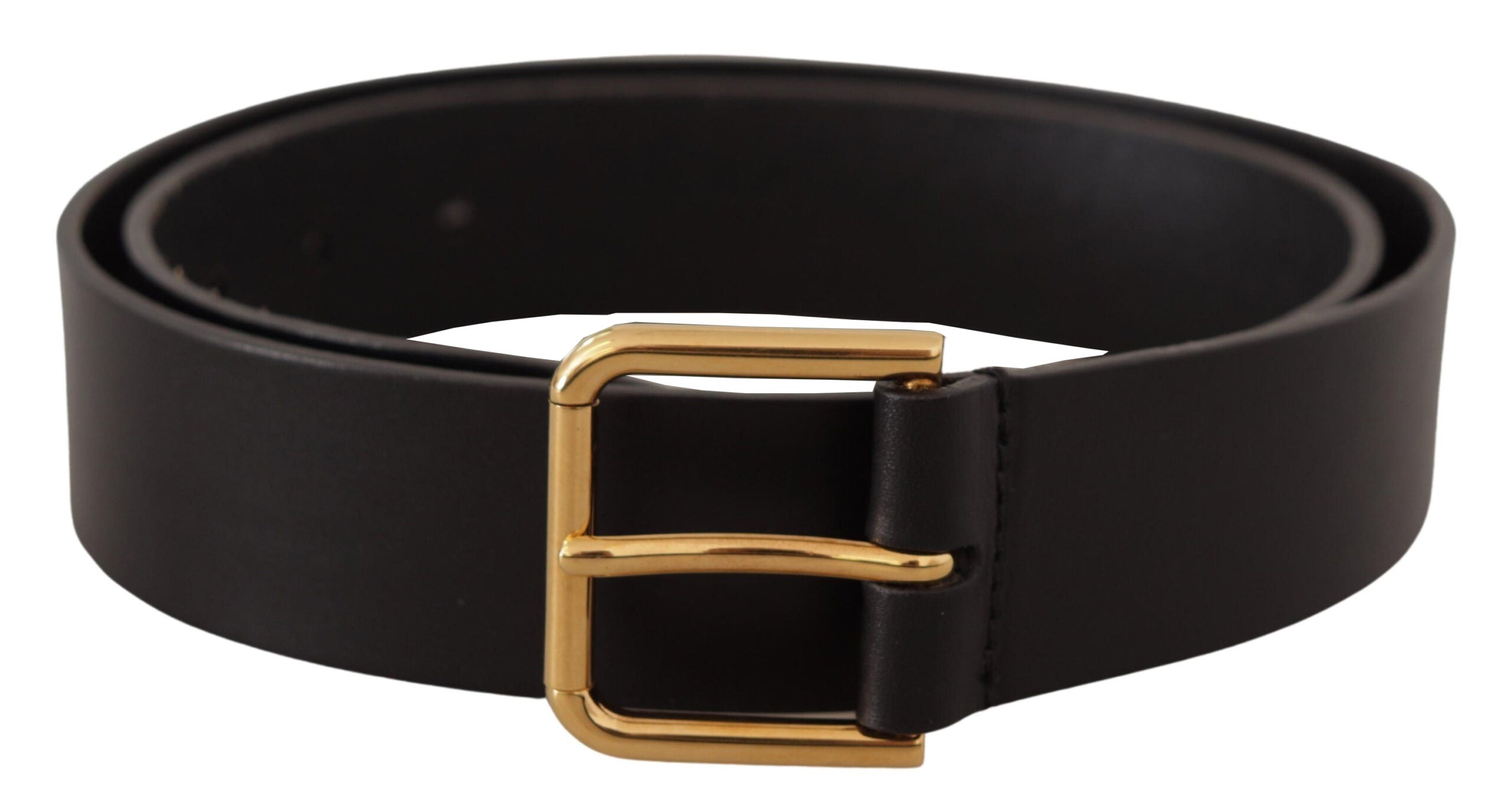 Dolce &amp; Gabbana Ceinture élégante en cuir noir avec boucle dorée