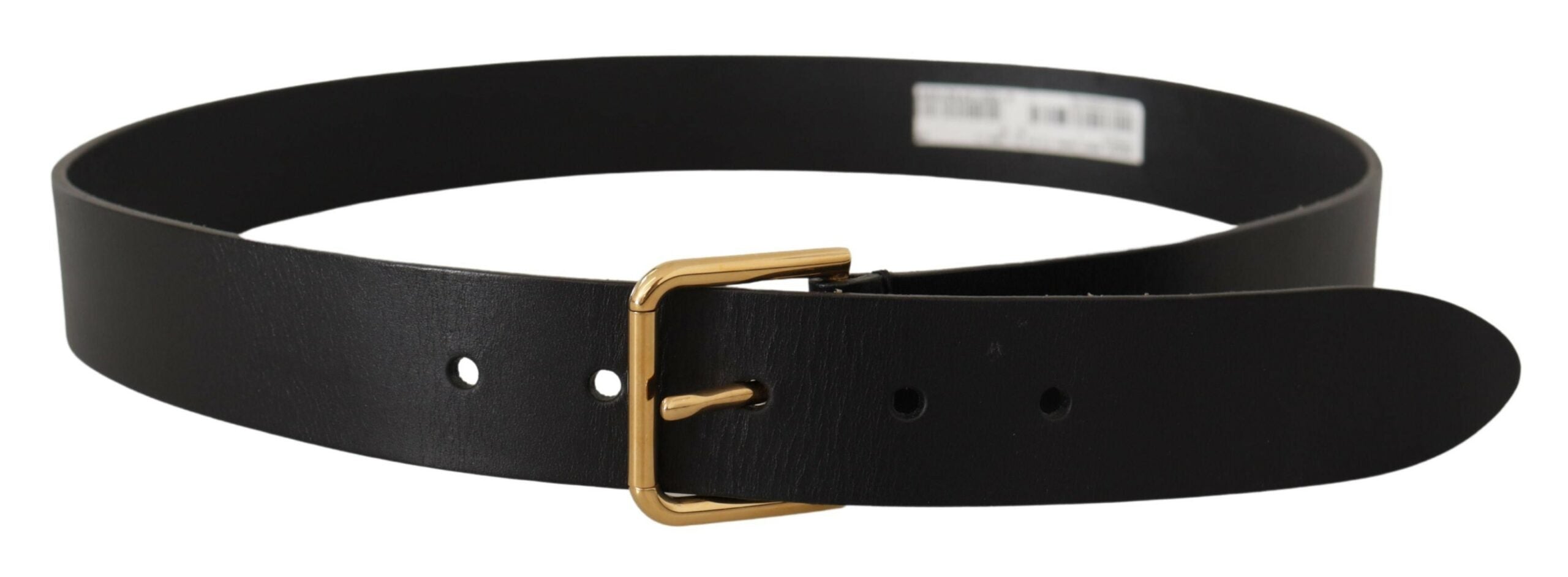 Dolce &amp; Gabbana Ceinture élégante en cuir noir avec boucle dorée