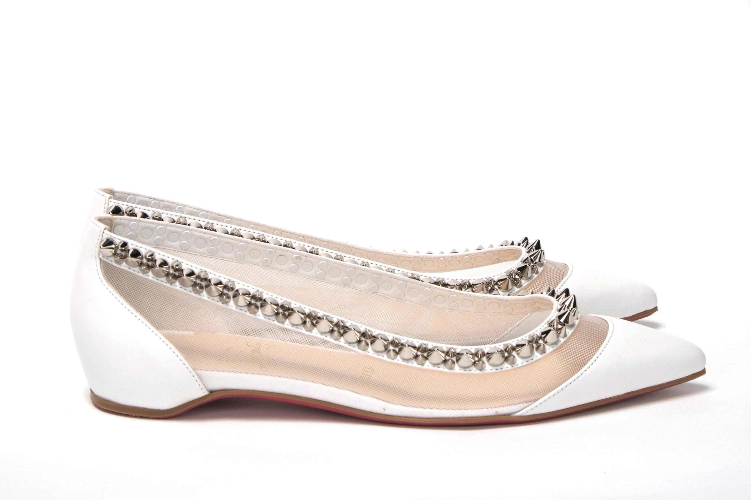 Christian Louboutin Bianco Chaussure à bout plat en argent blanc