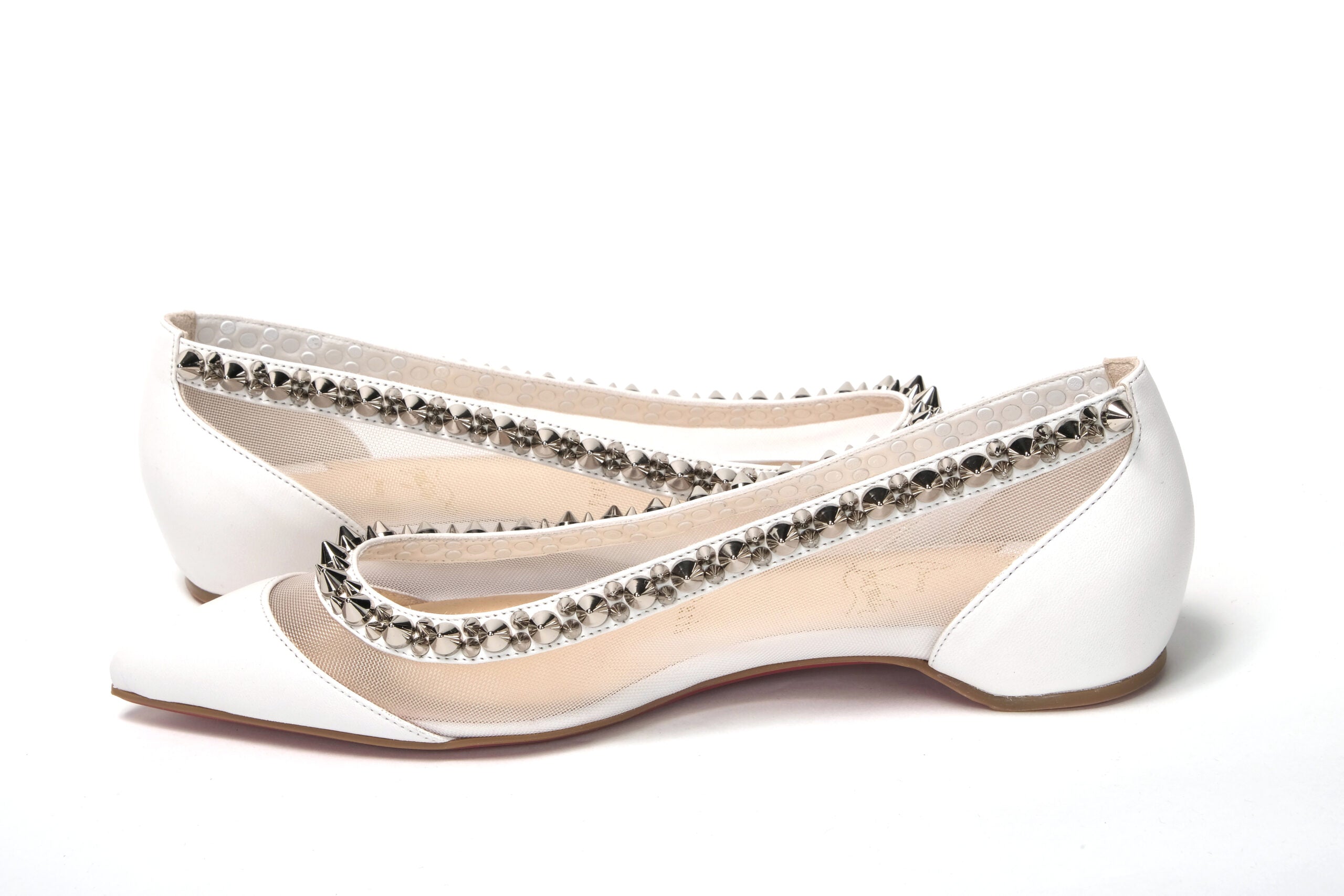 Christian Louboutin Bianco Chaussure à bout plat en argent blanc