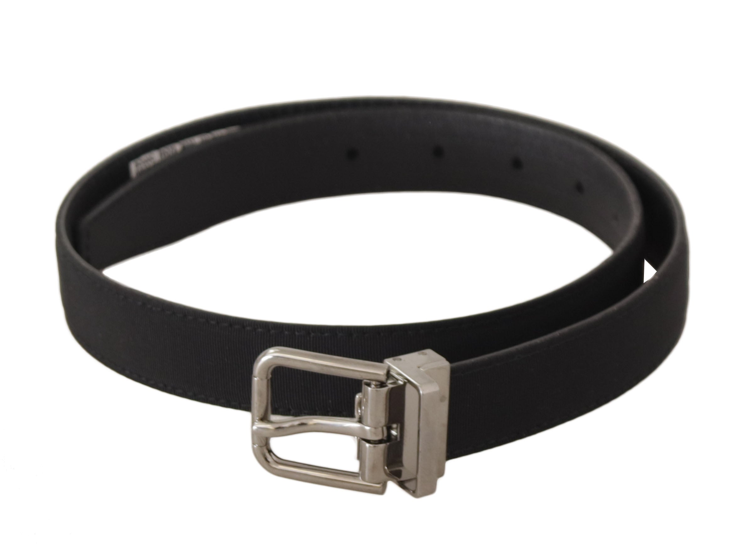 Dolce &amp; Gabbana Ceinture élégante en toile et cuir noirs