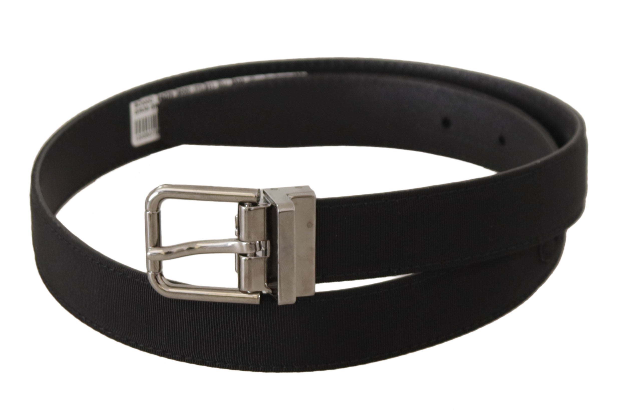 Dolce &amp; Gabbana Ceinture élégante en toile et cuir noirs