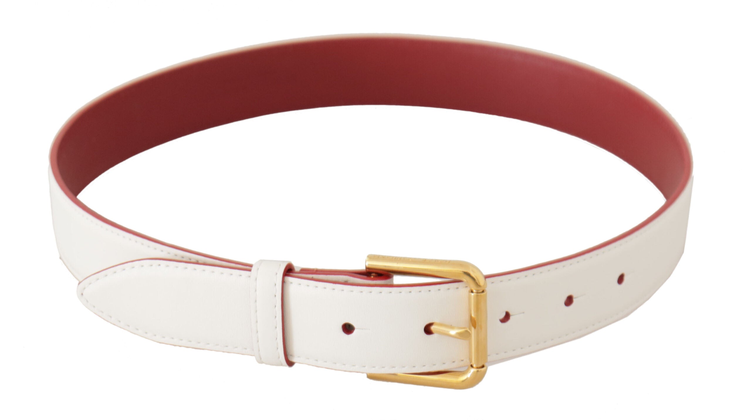 Dolce &amp; Gabbana Ceinture élégante en cuir blanc avec boucle gravée