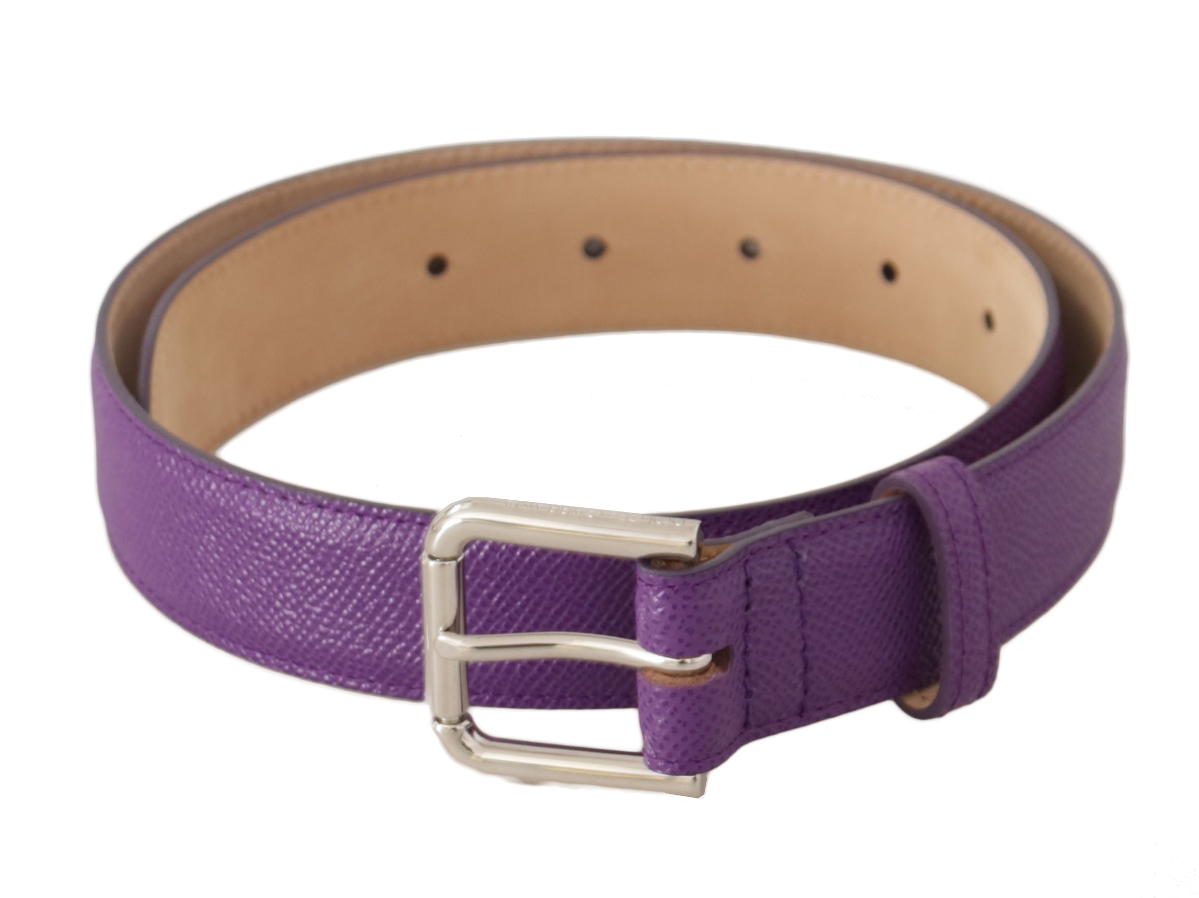 Dolce &amp; Gabbana Ceinture élégante en cuir violet avec boucle logo