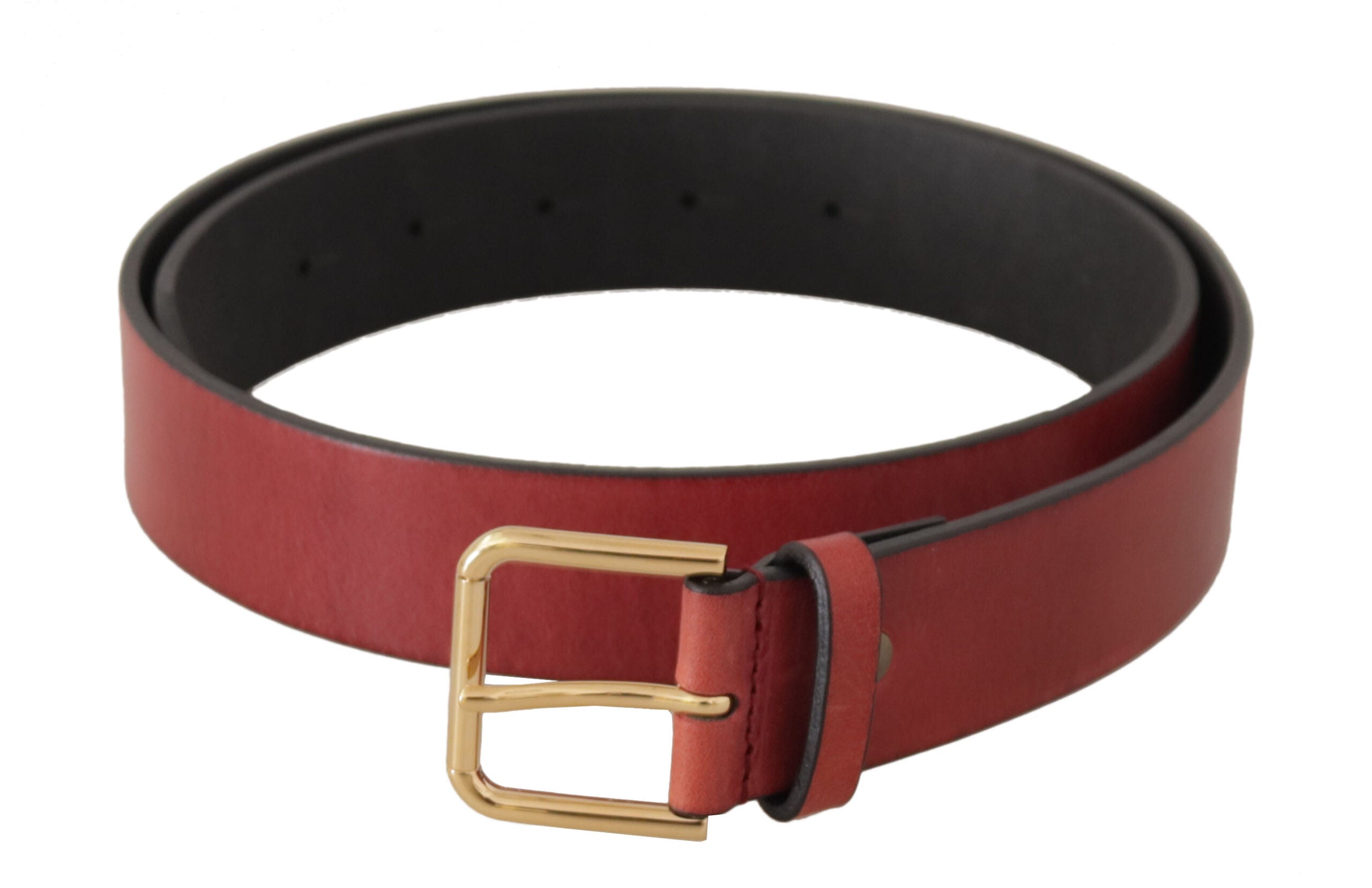 Dolce &amp; Gabbana Ceinture élégante en cuir rouge avec boucle gravée