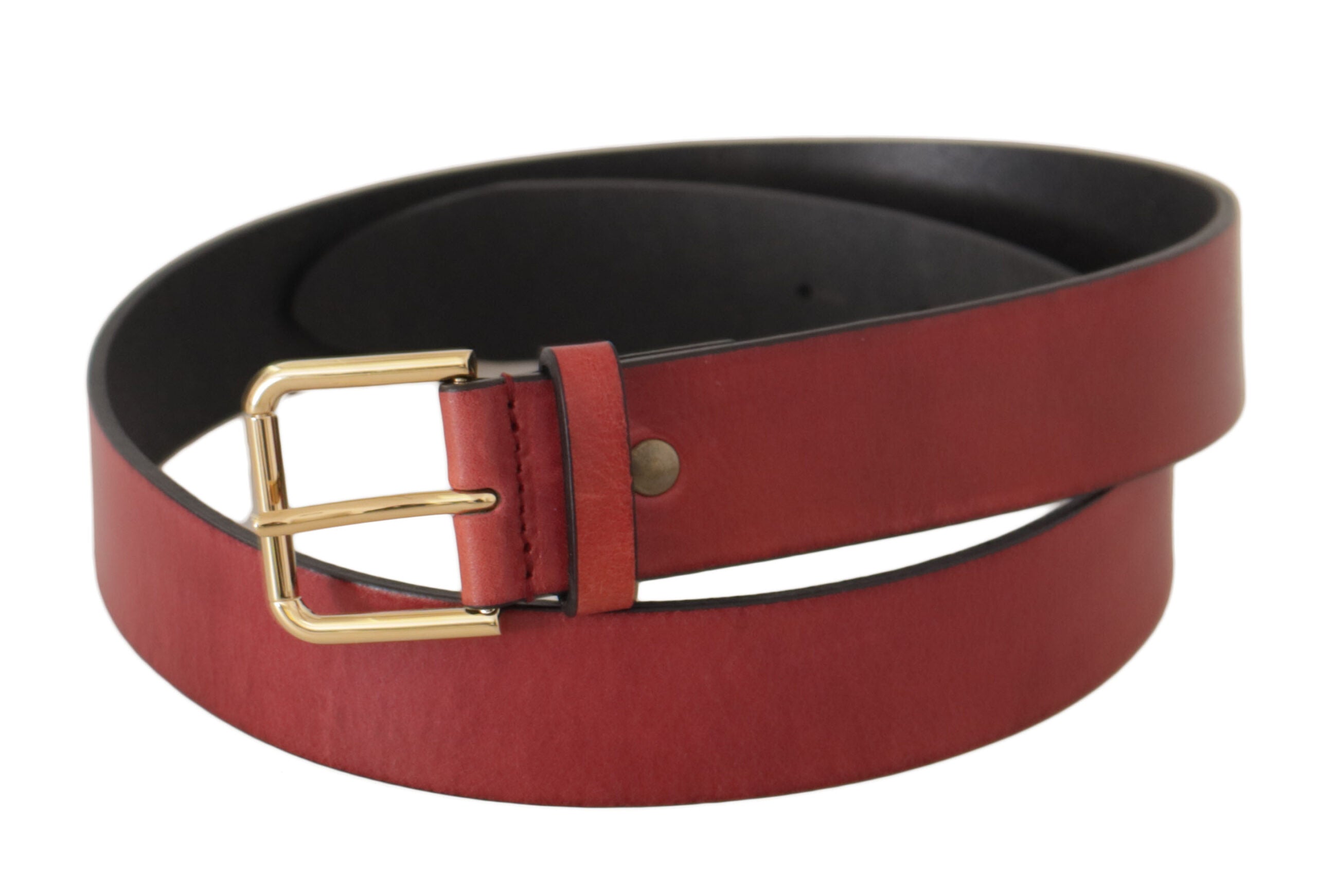 Dolce &amp; Gabbana Ceinture élégante en cuir rouge avec boucle gravée