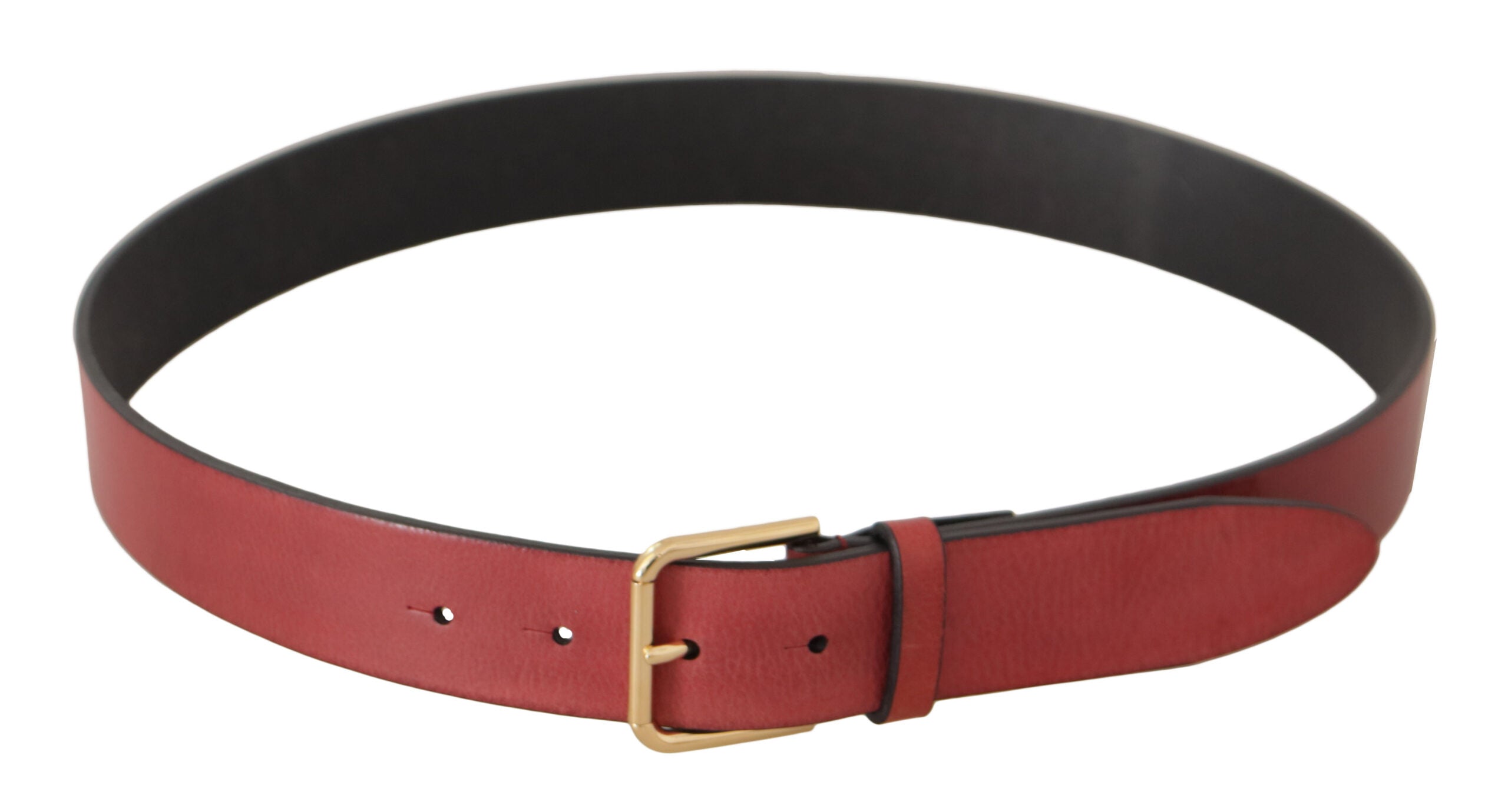 Dolce &amp; Gabbana Ceinture élégante en cuir rouge avec boucle gravée