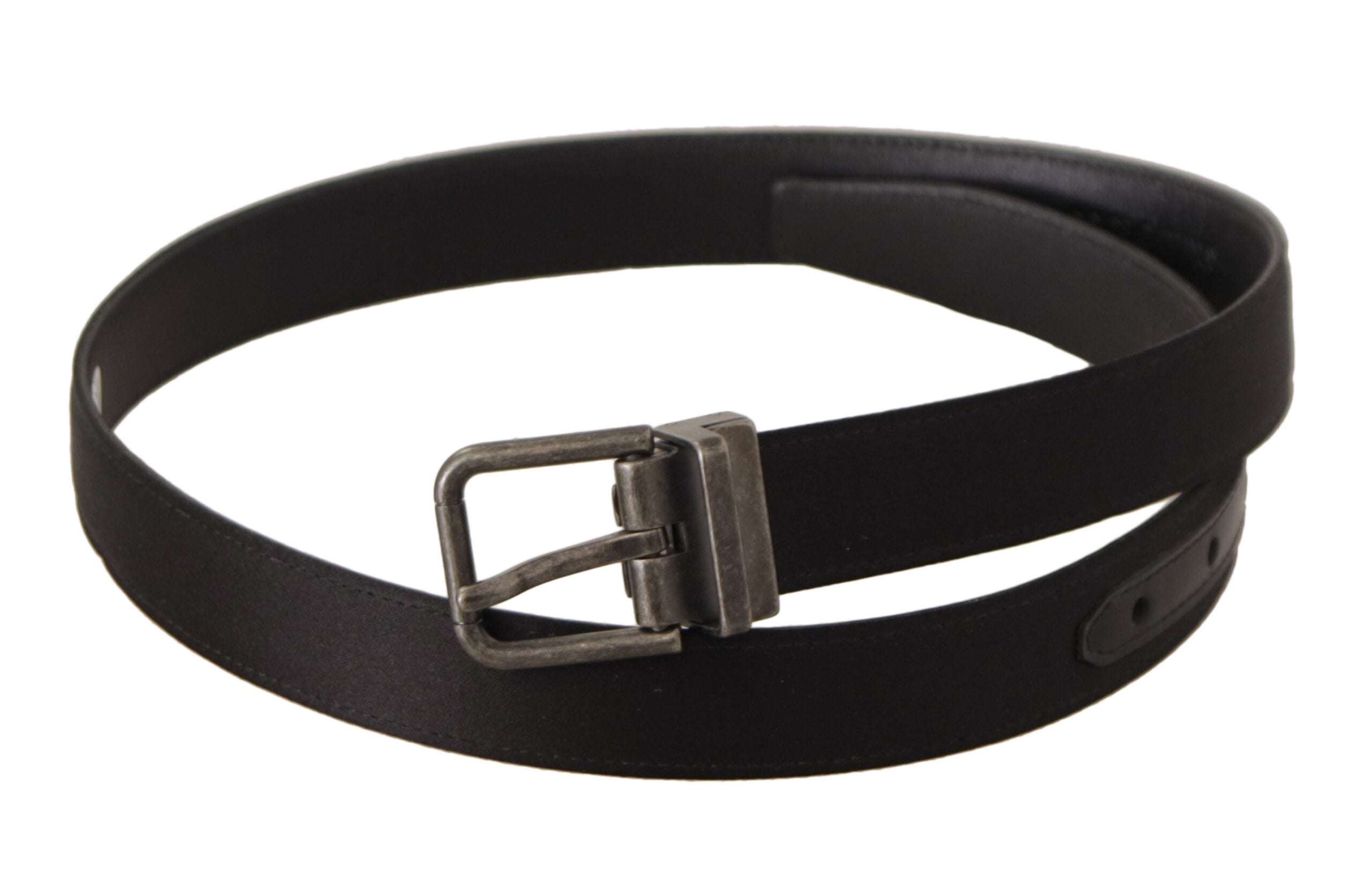 Dolce &amp; Gabbana Ceinture élégante en cuir noir avec boucle en métal