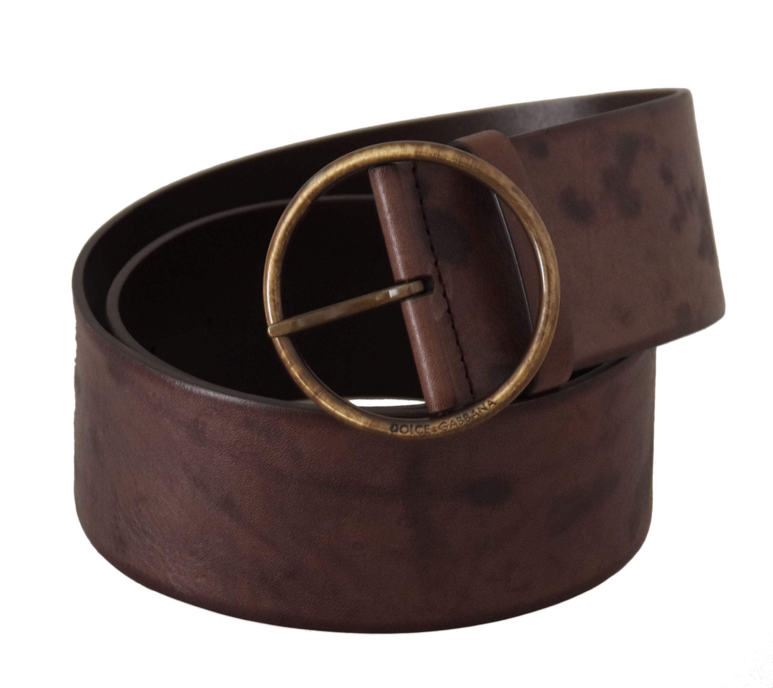 Dolce &amp; Gabbana Ceinture élégante en cuir marron foncé avec boucle logo