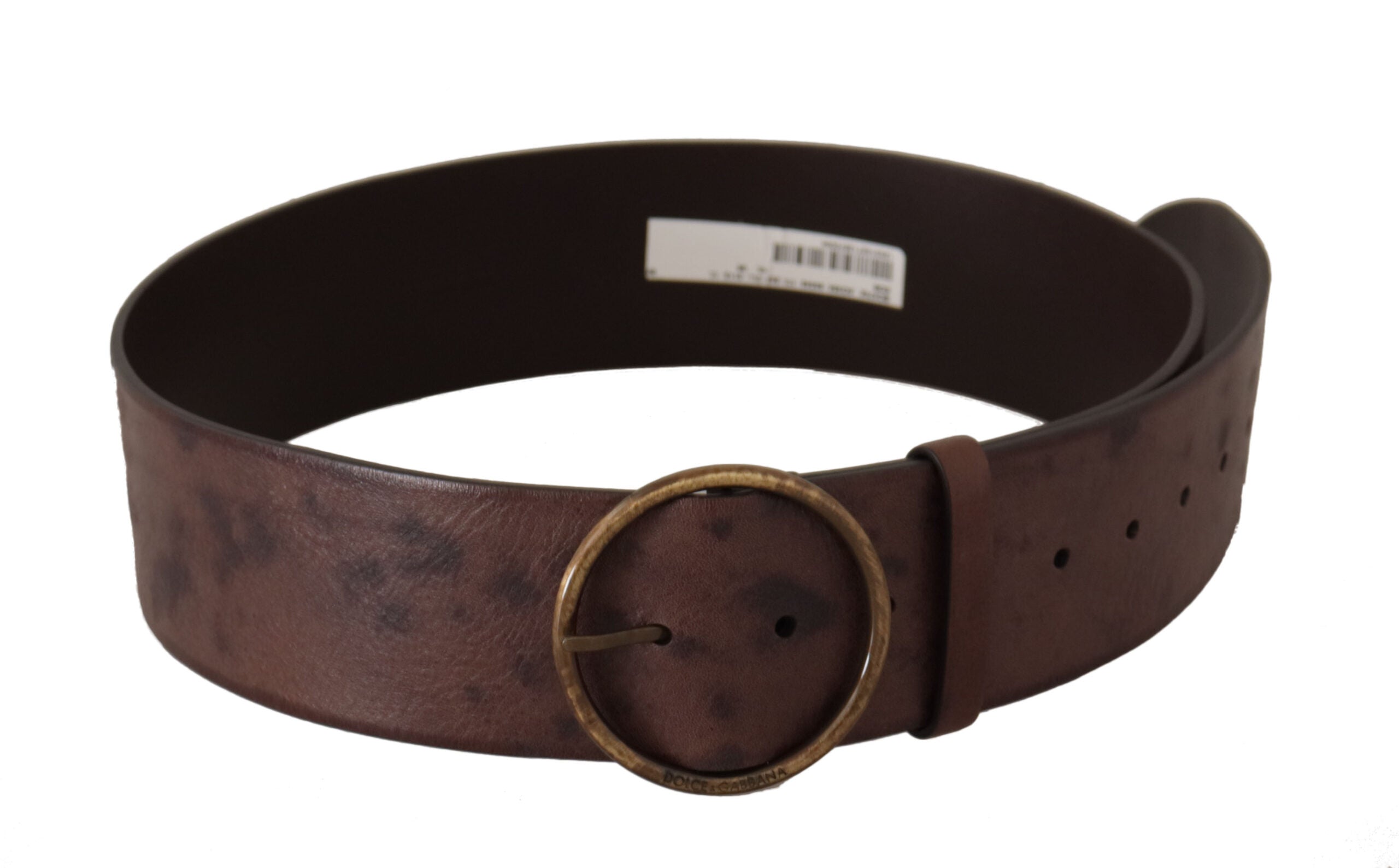 Dolce &amp; Gabbana Ceinture élégante en cuir marron foncé avec boucle logo