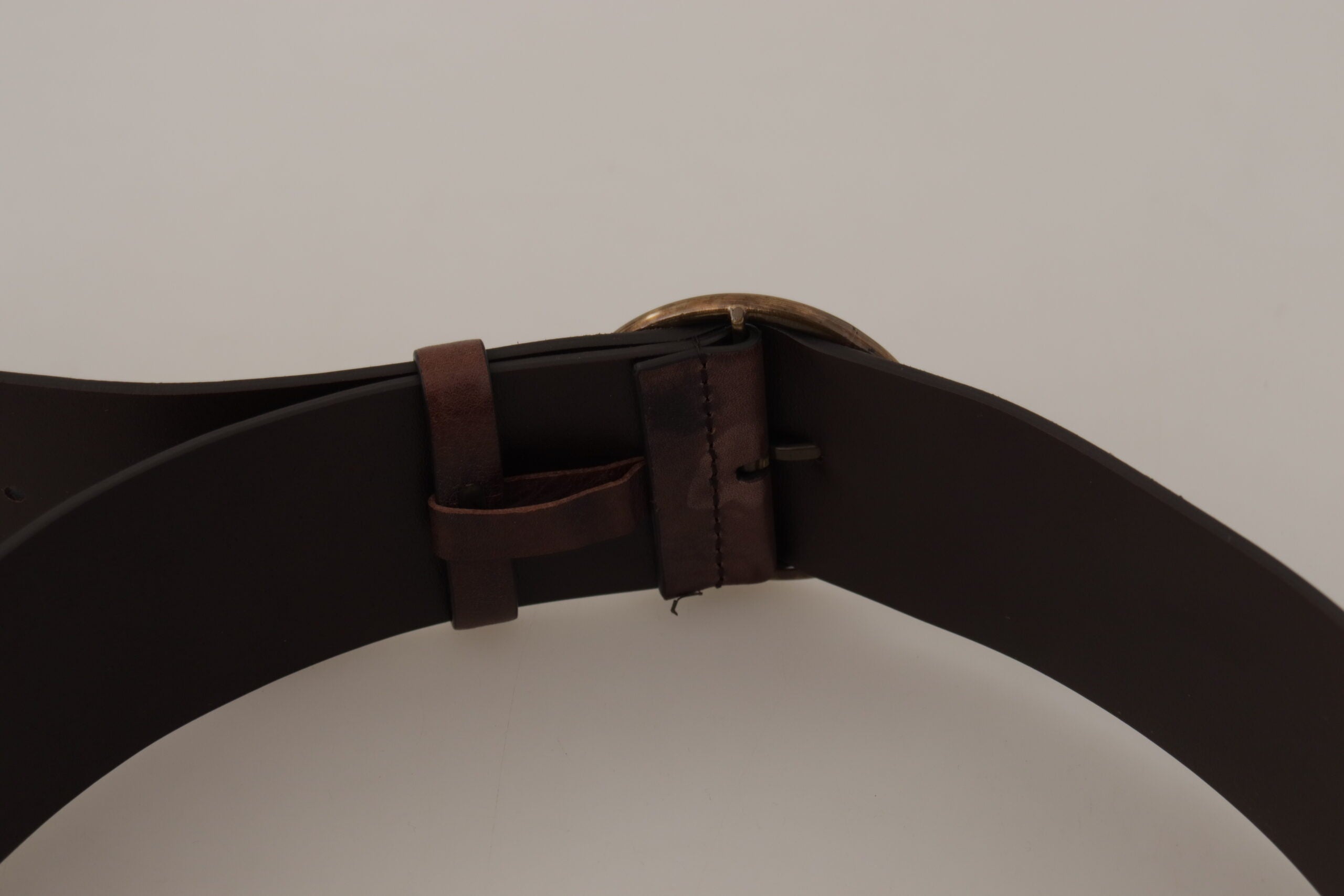 Dolce &amp; Gabbana Ceinture élégante en cuir marron foncé avec boucle logo