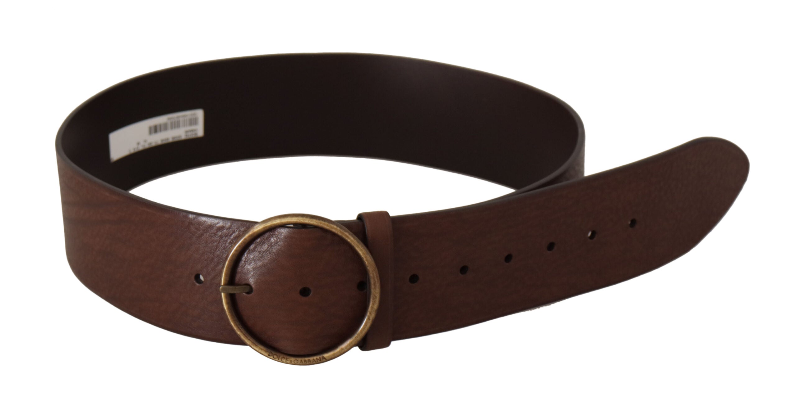 Dolce &amp; Gabbana Ceinture élégante en cuir marron avec boucle gravée