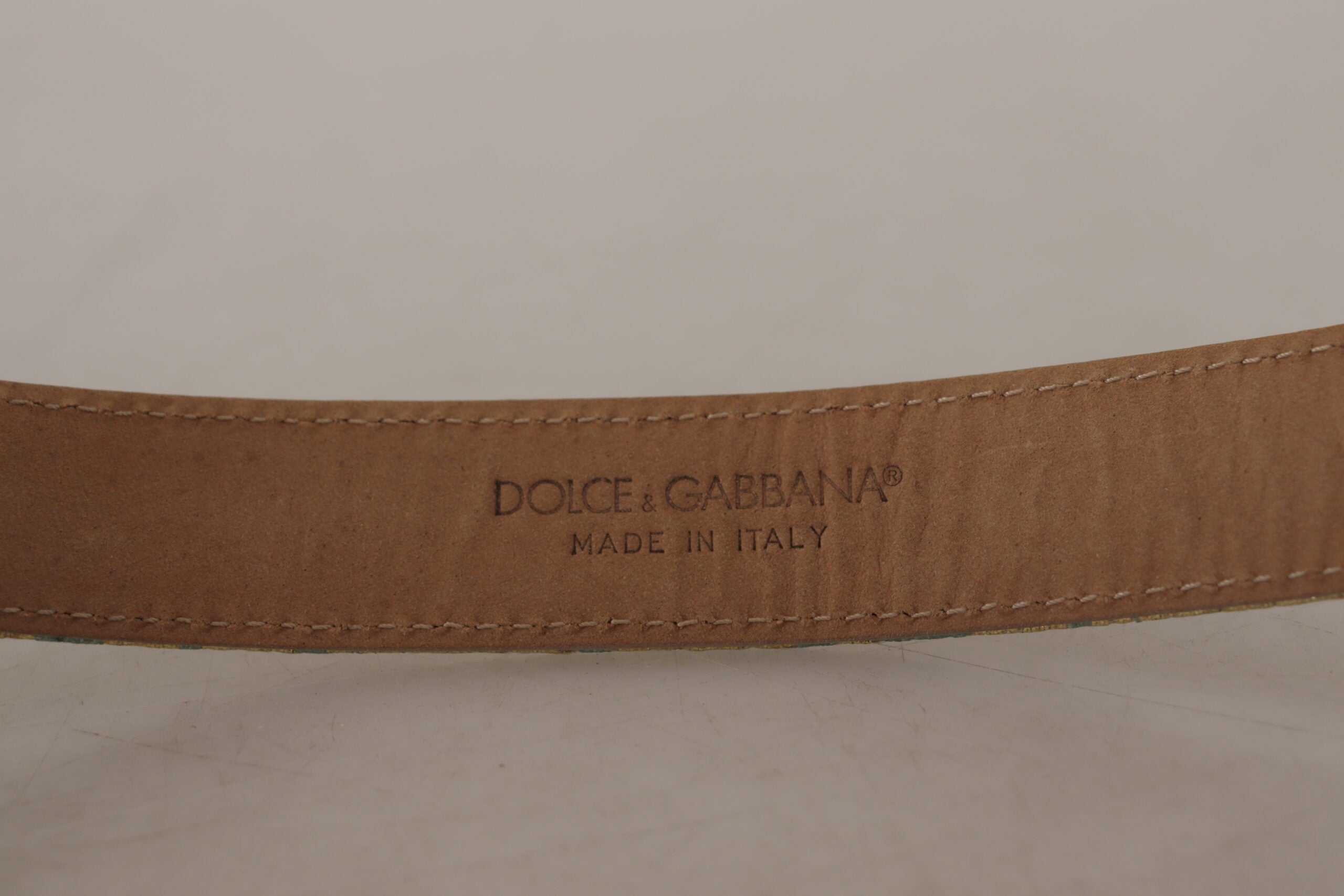 Dolce &amp; Gabbana Ceinture élégante en cuir bleu clair avec boucle dorée