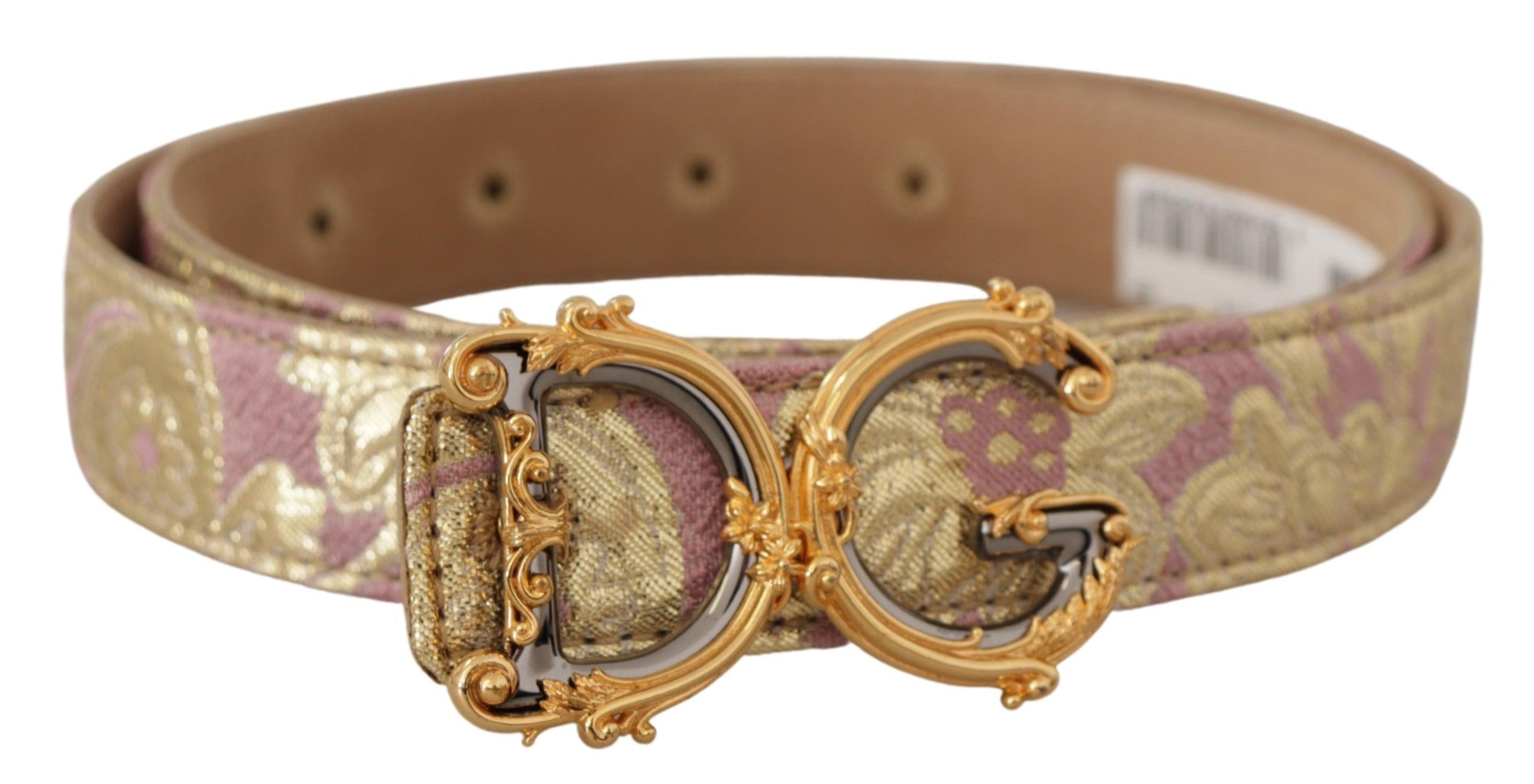 Dolce &amp; Gabbana Chic Ceinture en cuir doré et rose