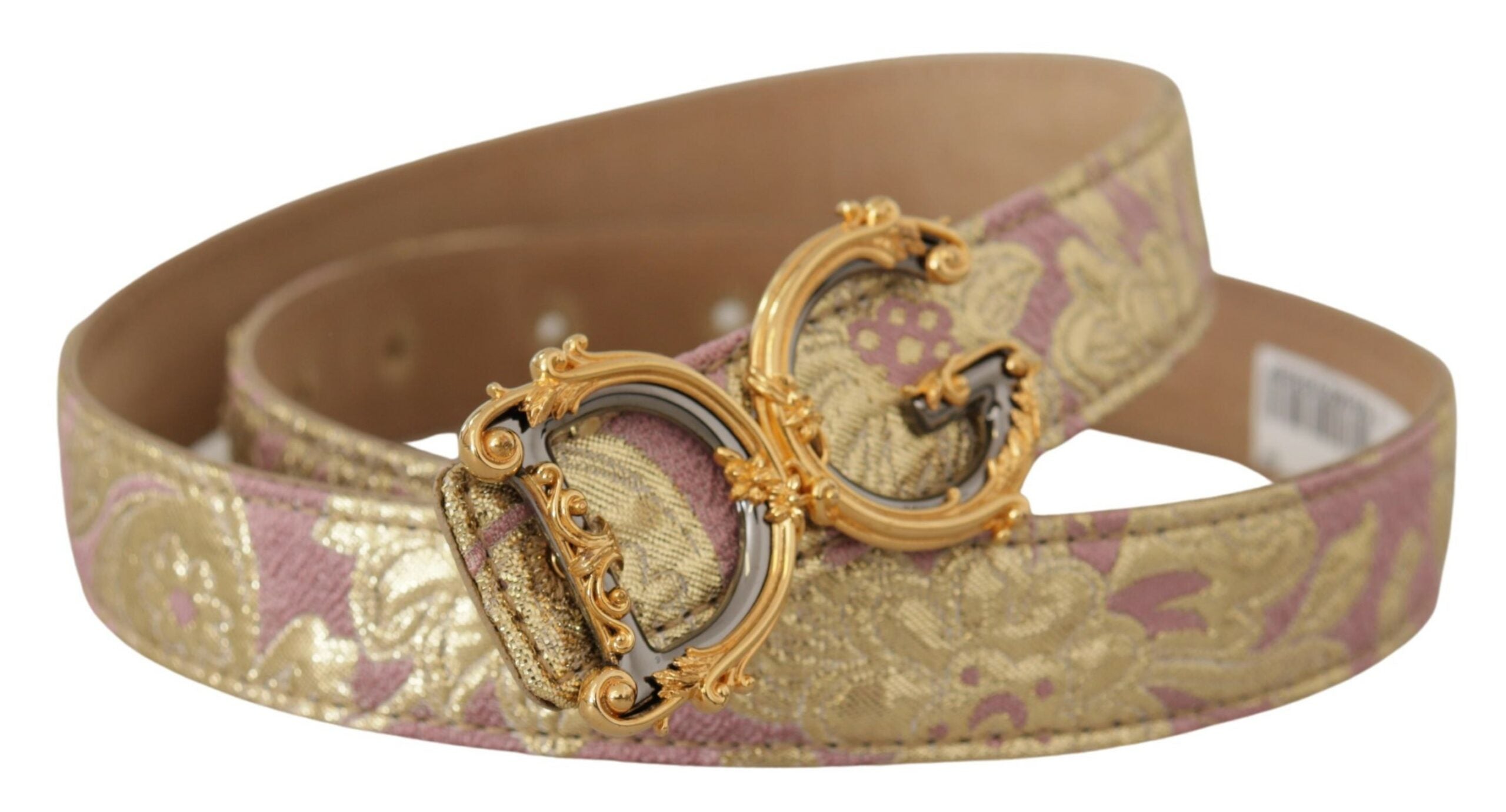 Dolce &amp; Gabbana Chic Ceinture en cuir doré et rose