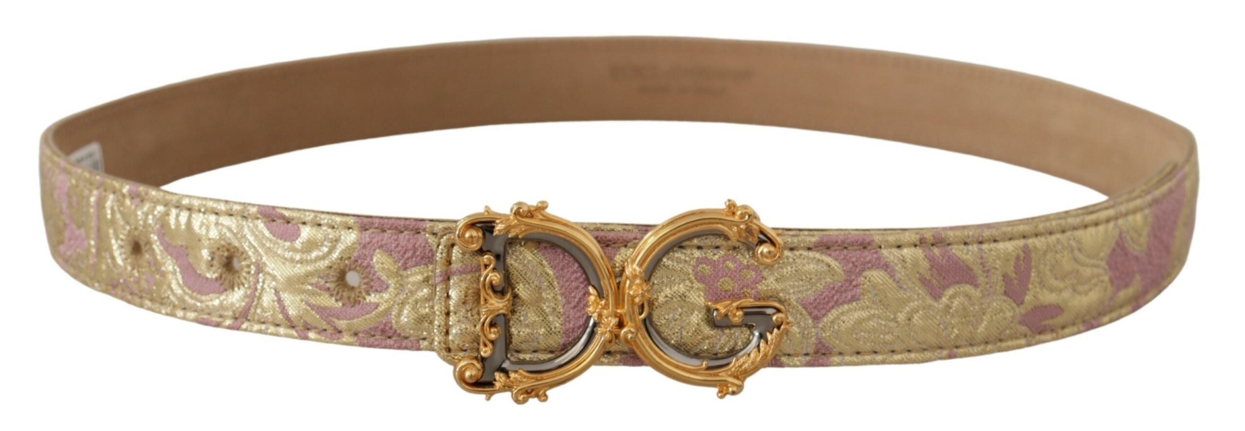 Dolce &amp; Gabbana Chic Ceinture en cuir doré et rose