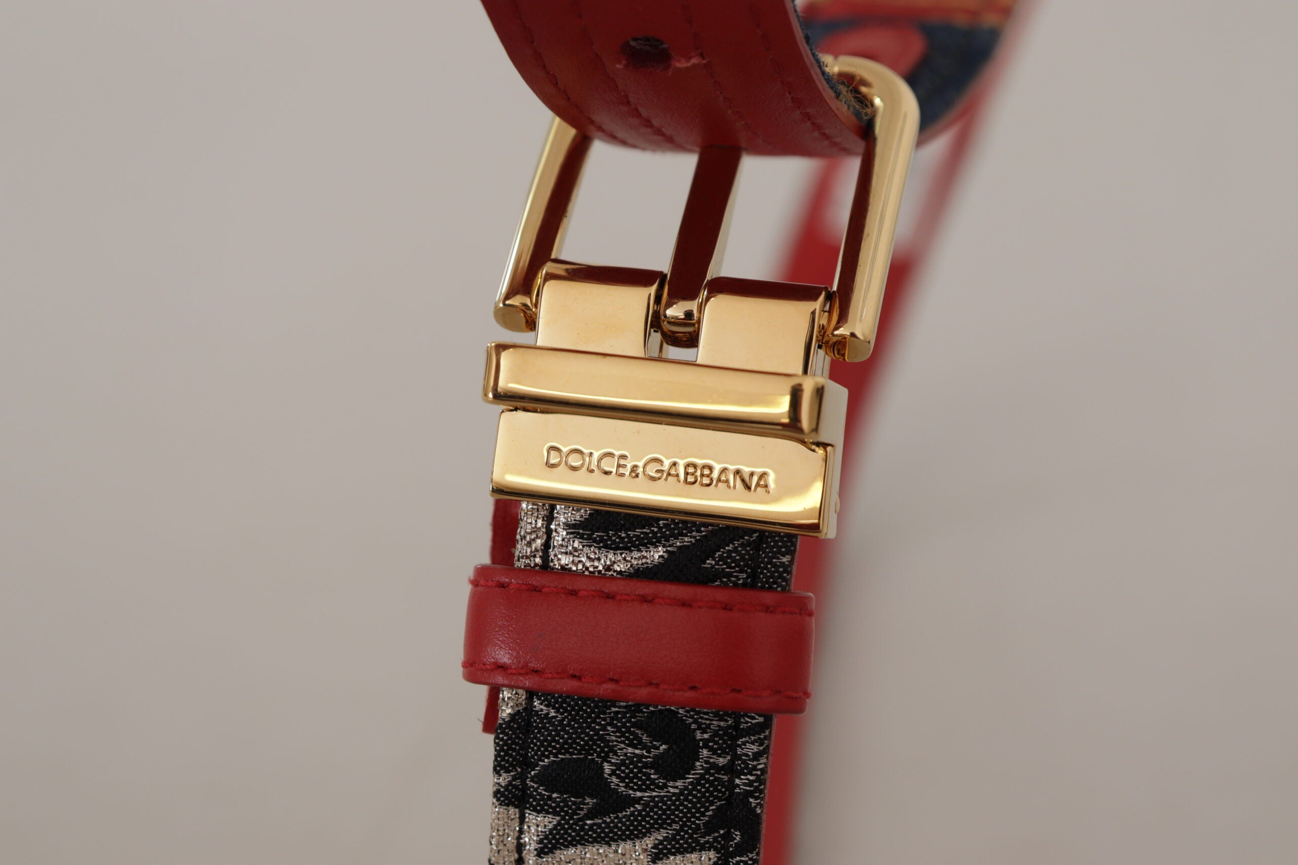 Ceinture en cuir multicolore Dolce &amp; Gabbana Chic avec boucle gravée