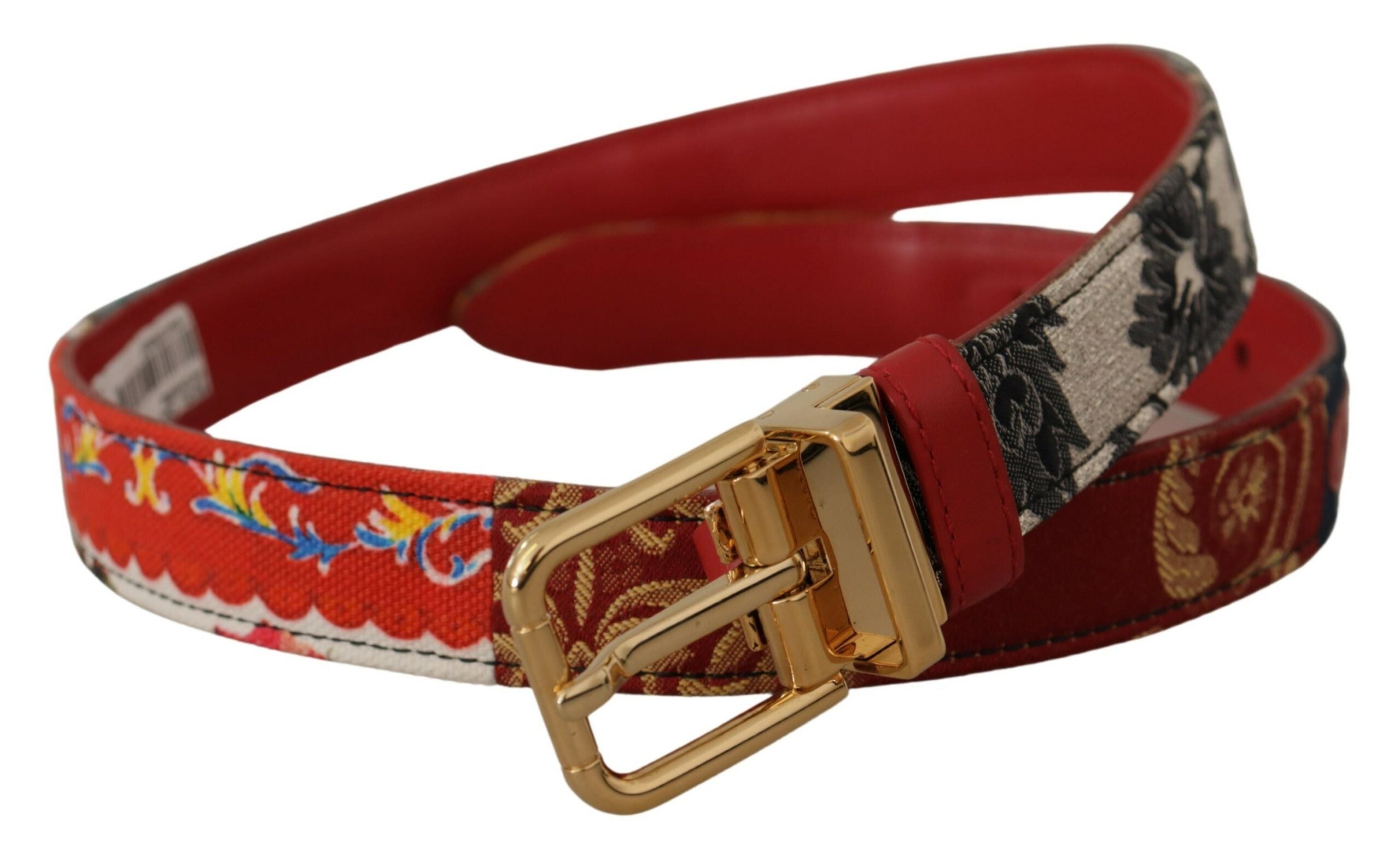 Ceinture en cuir multicolore Dolce &amp; Gabbana Chic avec boucle gravée