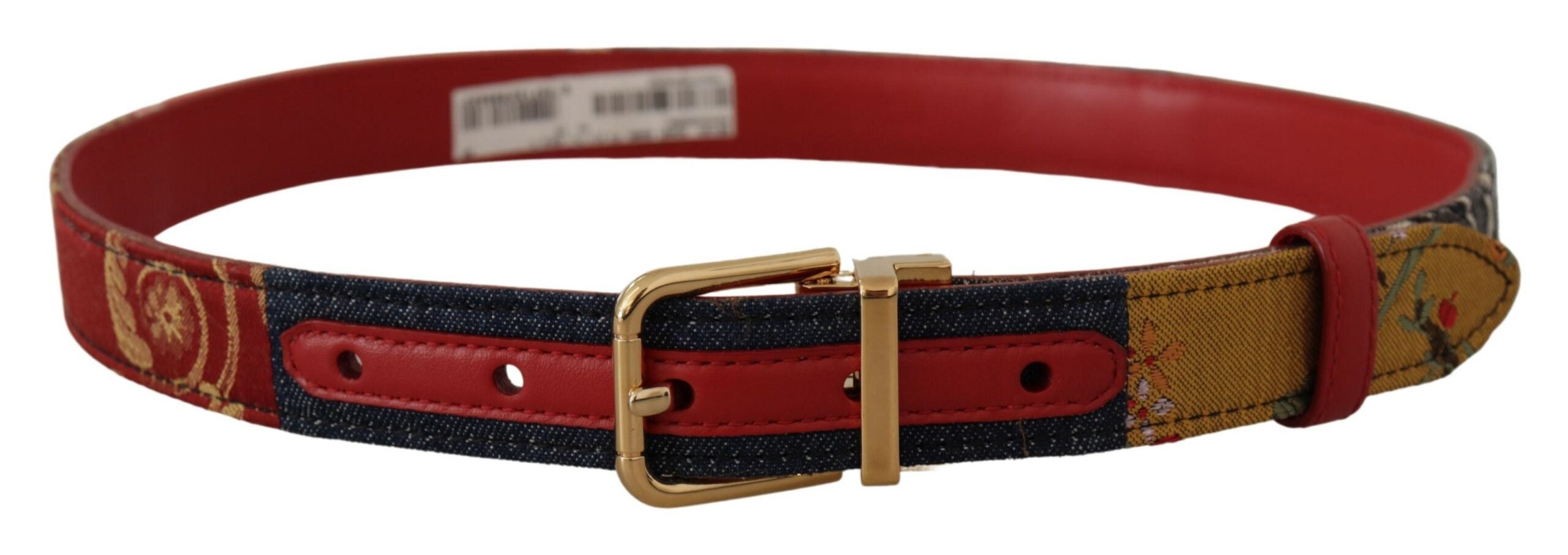 Ceinture en cuir multicolore Dolce &amp; Gabbana Chic avec boucle gravée