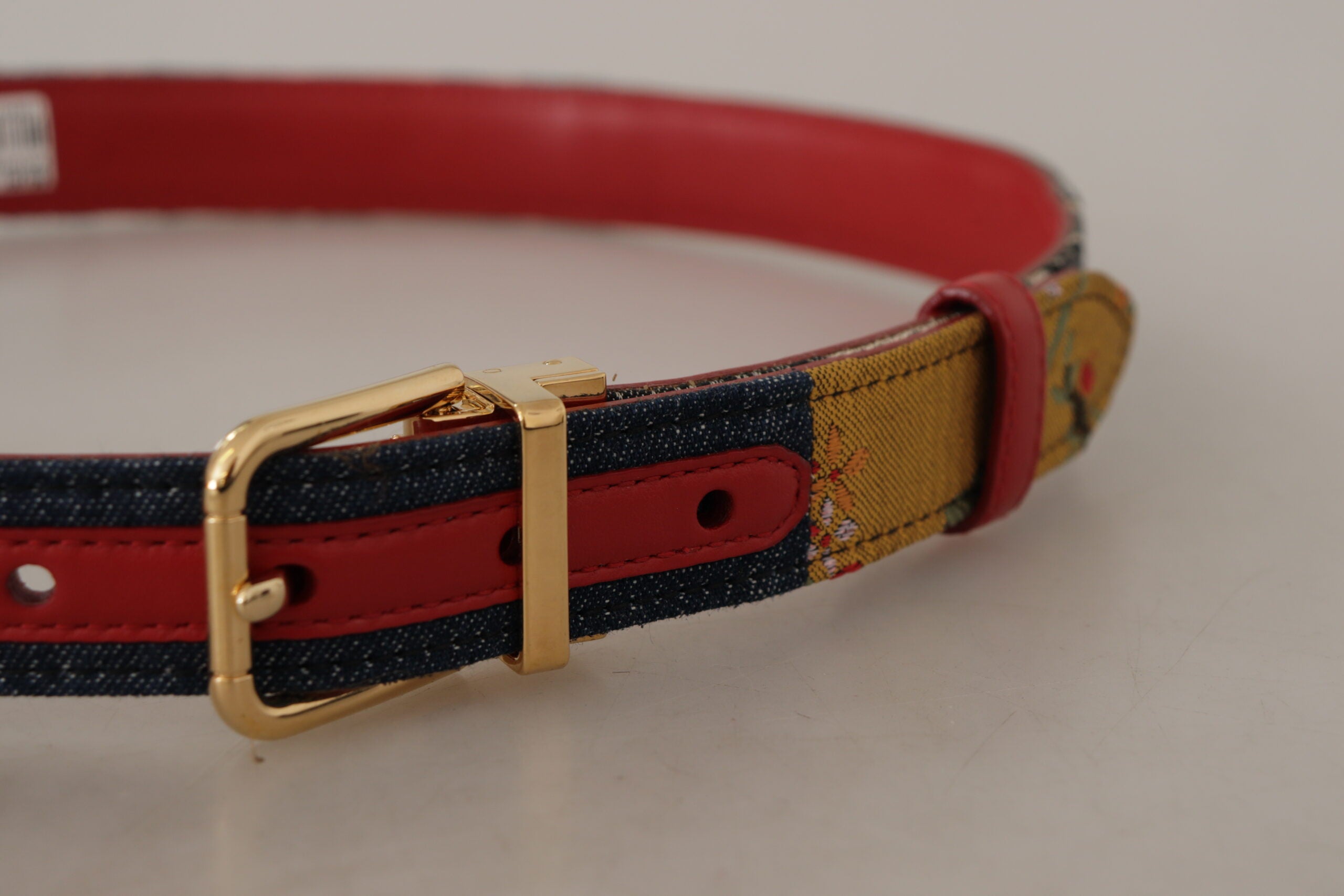 Ceinture en cuir multicolore Dolce &amp; Gabbana Chic avec boucle gravée