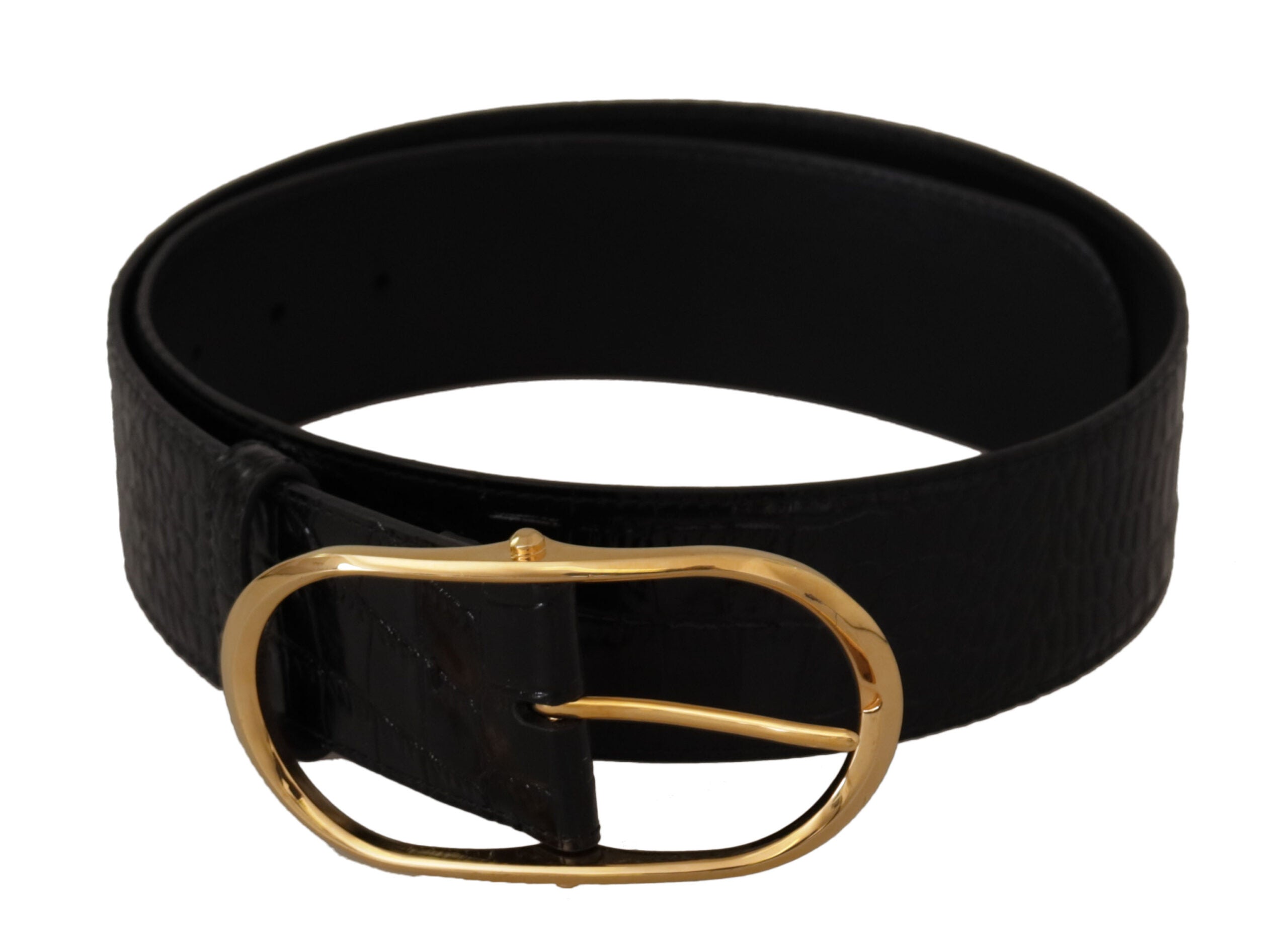 Dolce &amp; Gabbana Chic Ceinture à logo en cuir noir