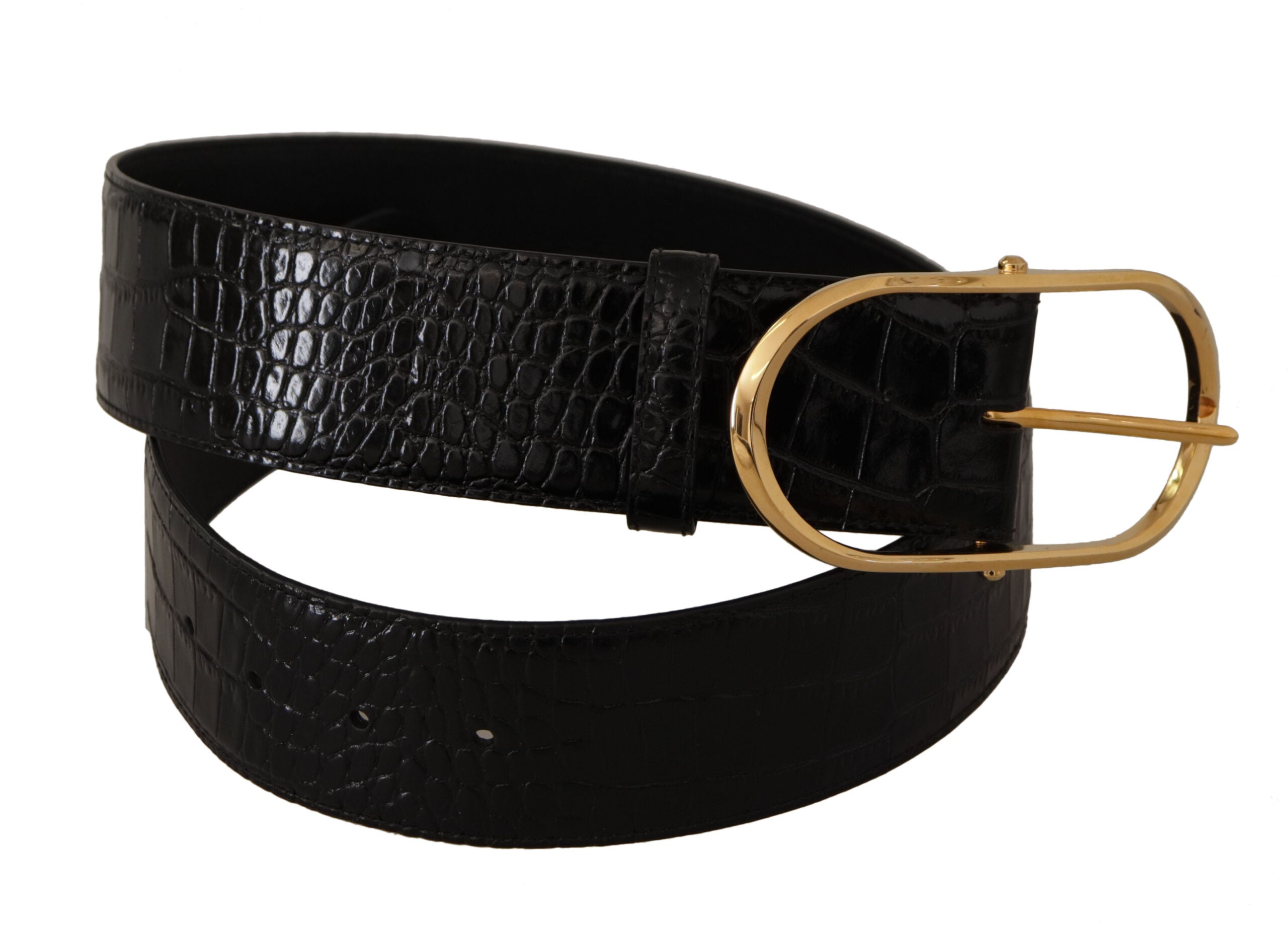 Dolce &amp; Gabbana Chic Ceinture à logo en cuir noir