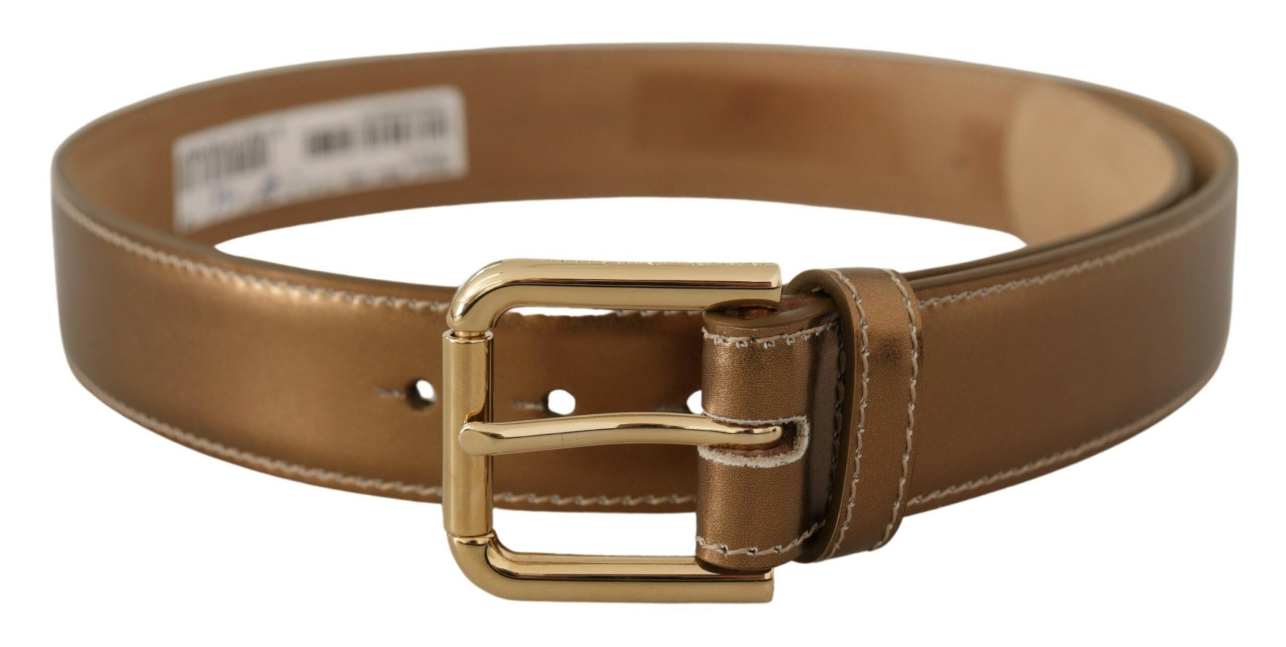 Dolce &amp; Gabbana Ceinture élégante en cuir bronze avec boucle logo