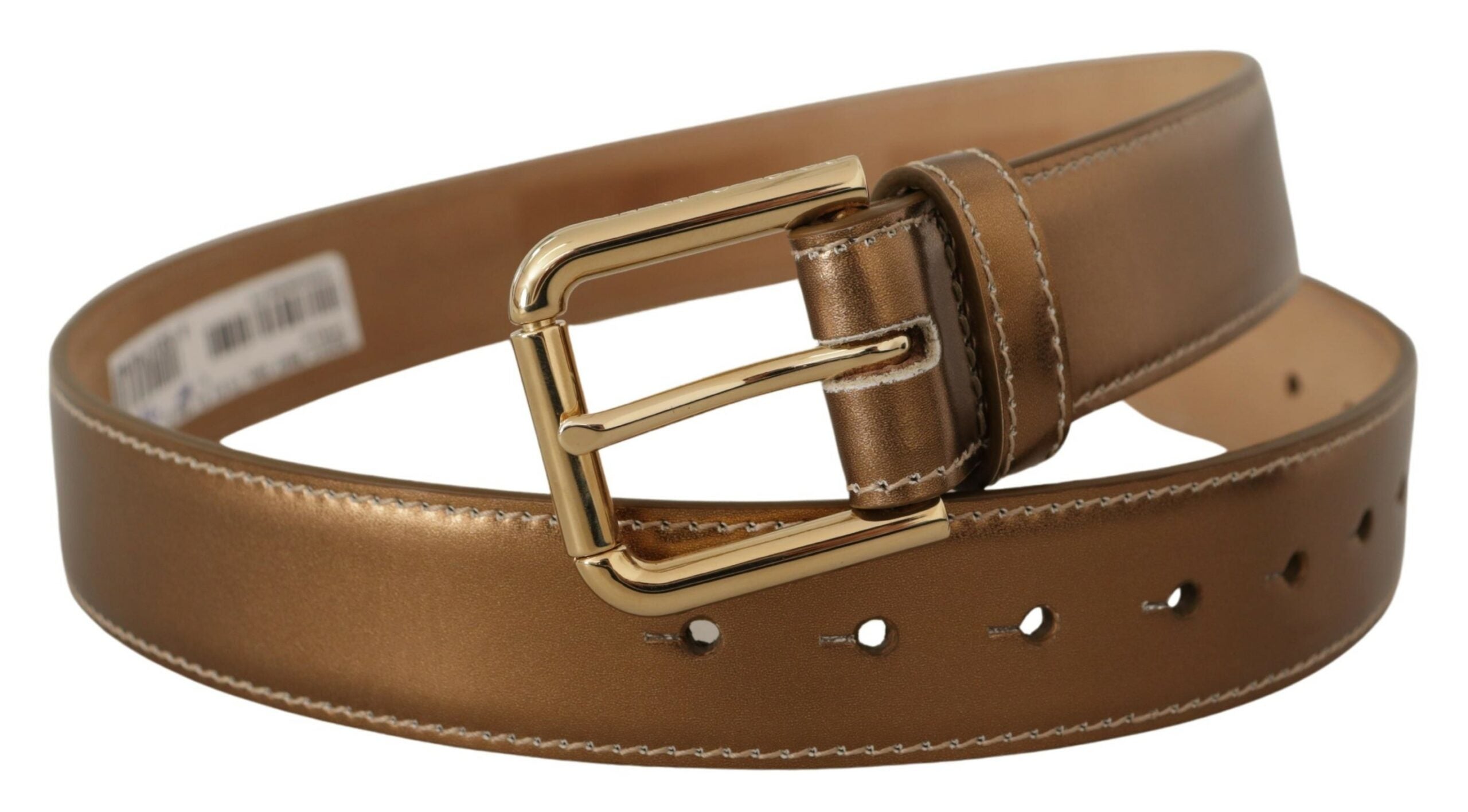 Dolce &amp; Gabbana Ceinture élégante en cuir bronze avec boucle logo