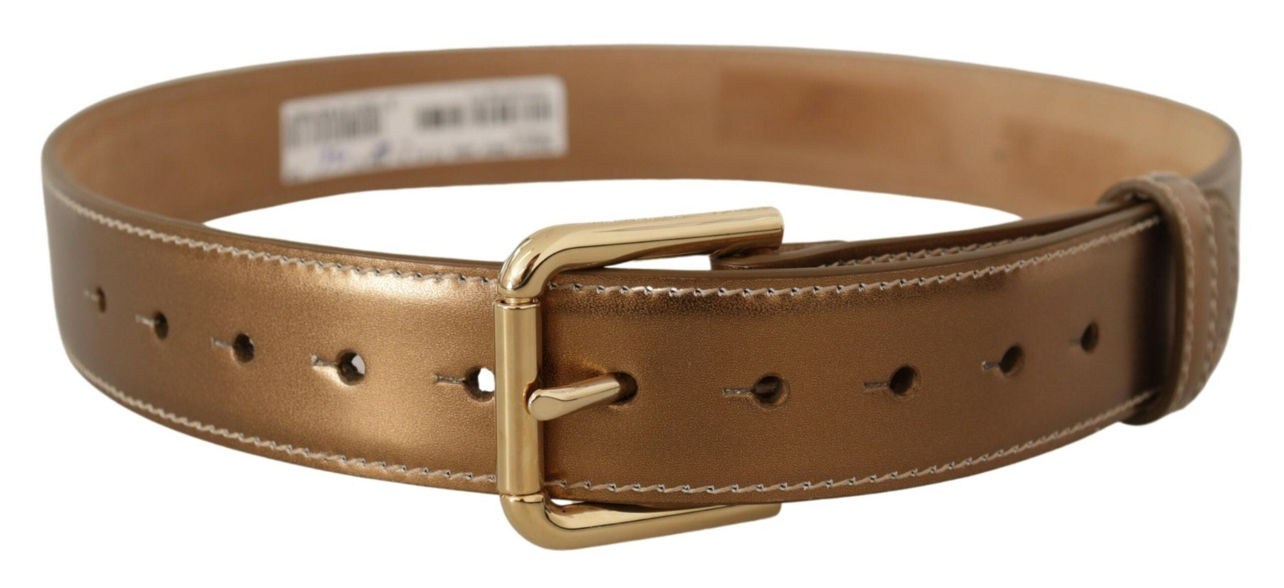 Dolce &amp; Gabbana Ceinture élégante en cuir bronze avec boucle logo