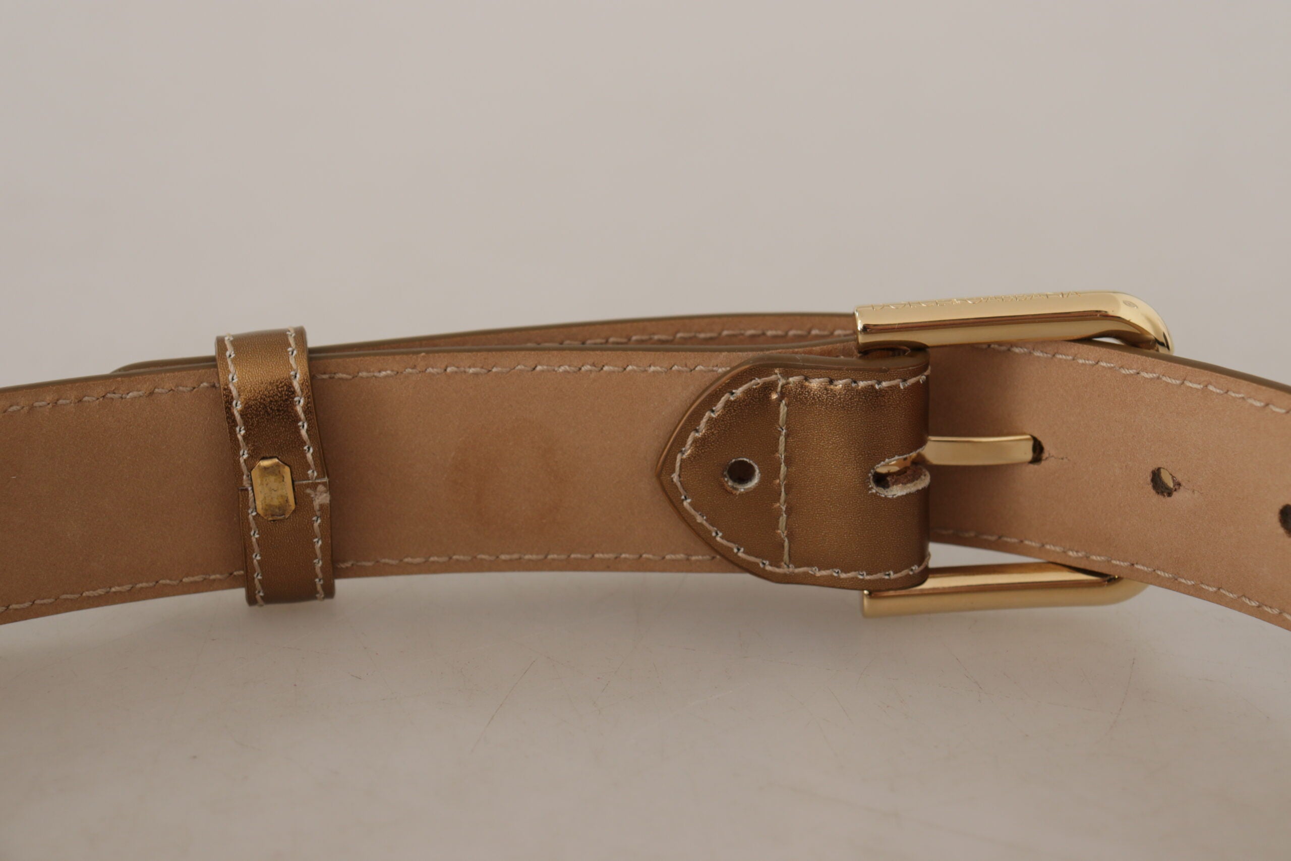 Dolce &amp; Gabbana Ceinture élégante en cuir bronze avec boucle logo