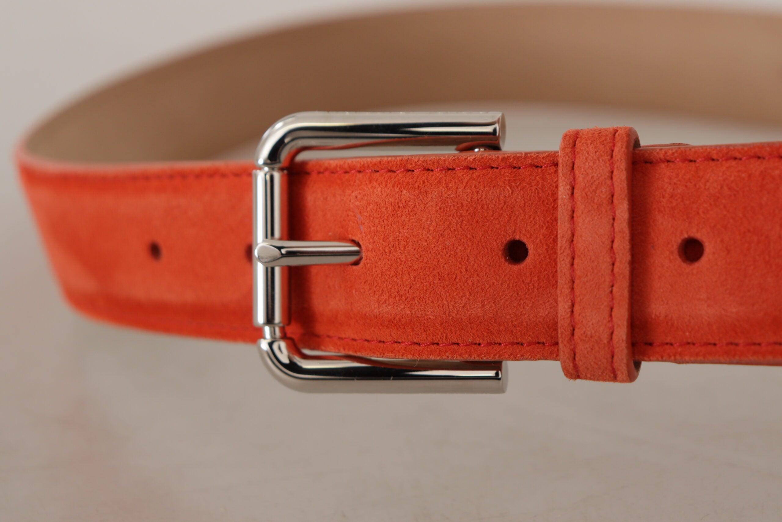 Dolce &amp; Gabbana Ceinture élégante en cuir suédé en orange vif