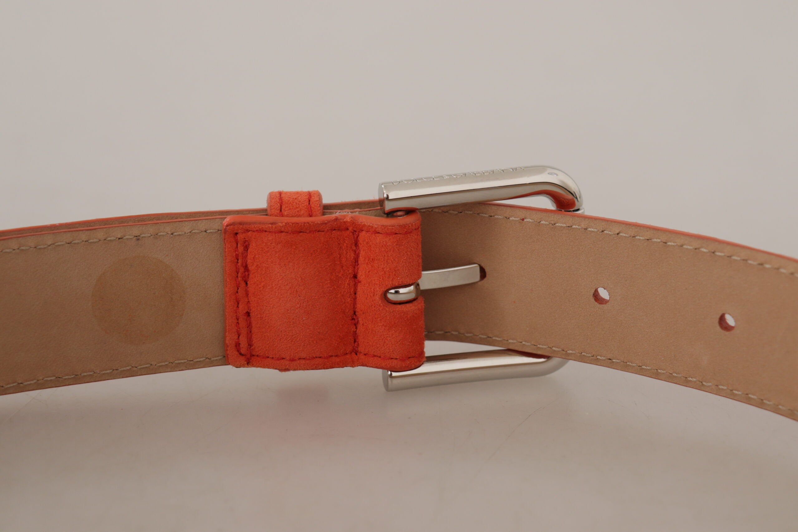 Dolce &amp; Gabbana Ceinture élégante en cuir suédé en orange vif